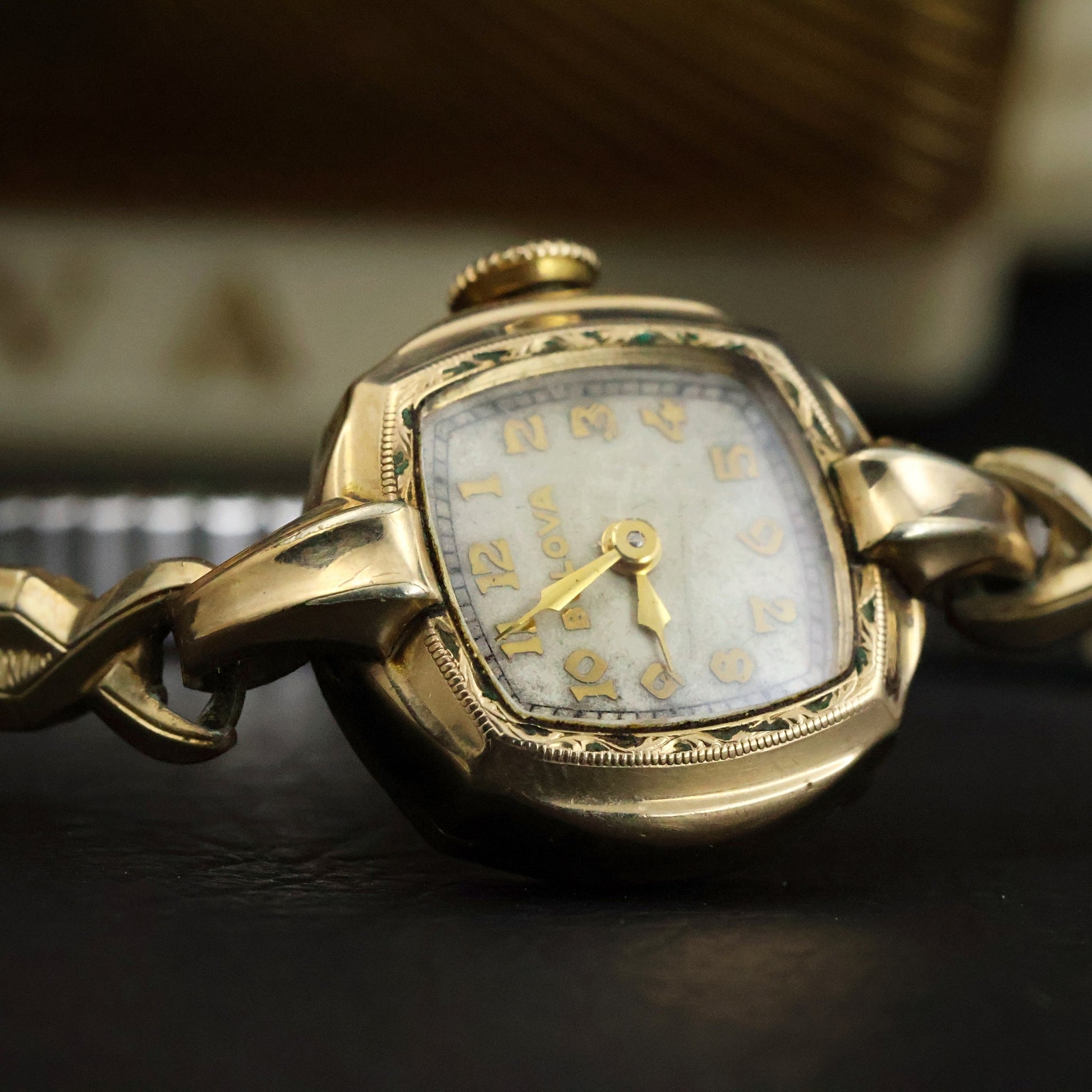 Bulova Ladies Gold Tonneau | Complete Set with Fifth Avenue Box and Papers