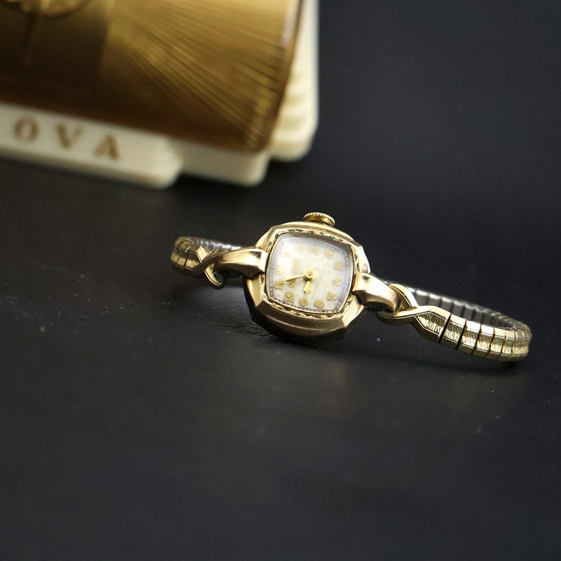 Bulova Ladies Gold Tonneau | Complete Set with Fifth Avenue Box and Papers