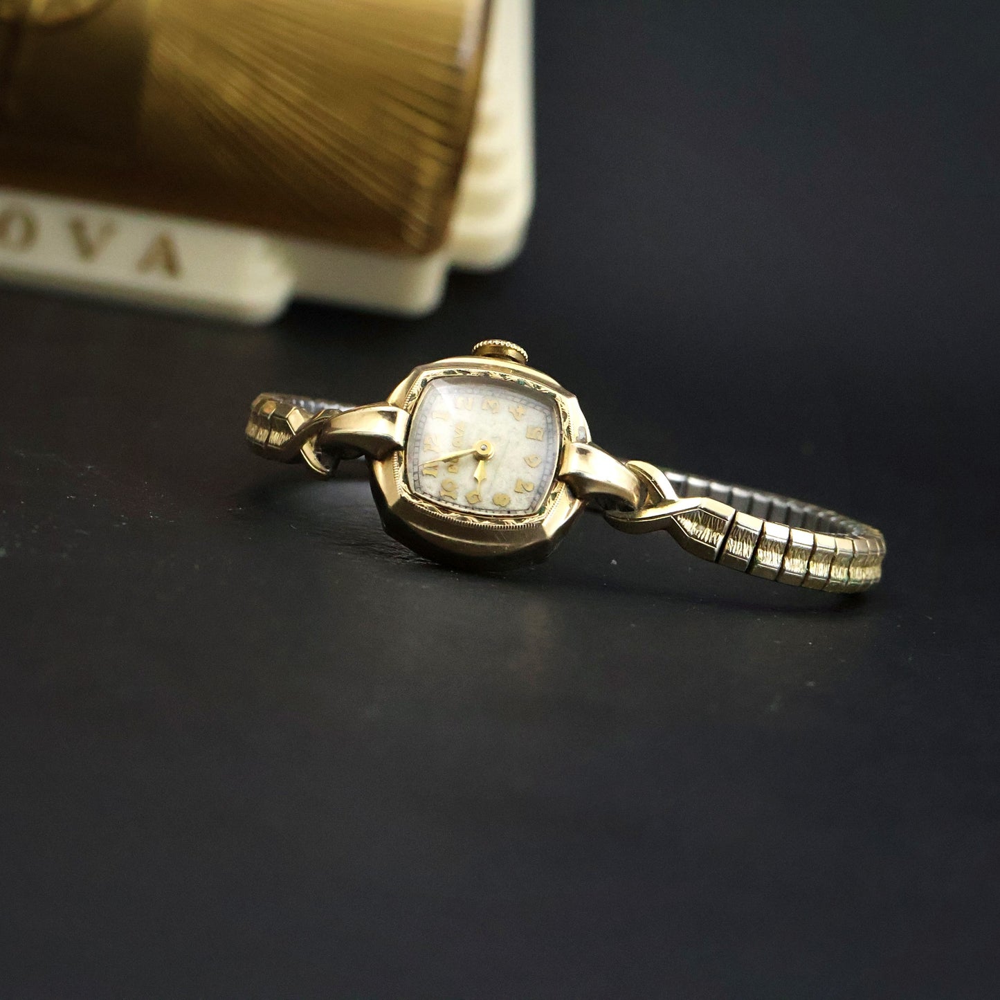 Bulova Ladies Gold Tonneau | Complete Set with Fifth Avenue Box and Papers