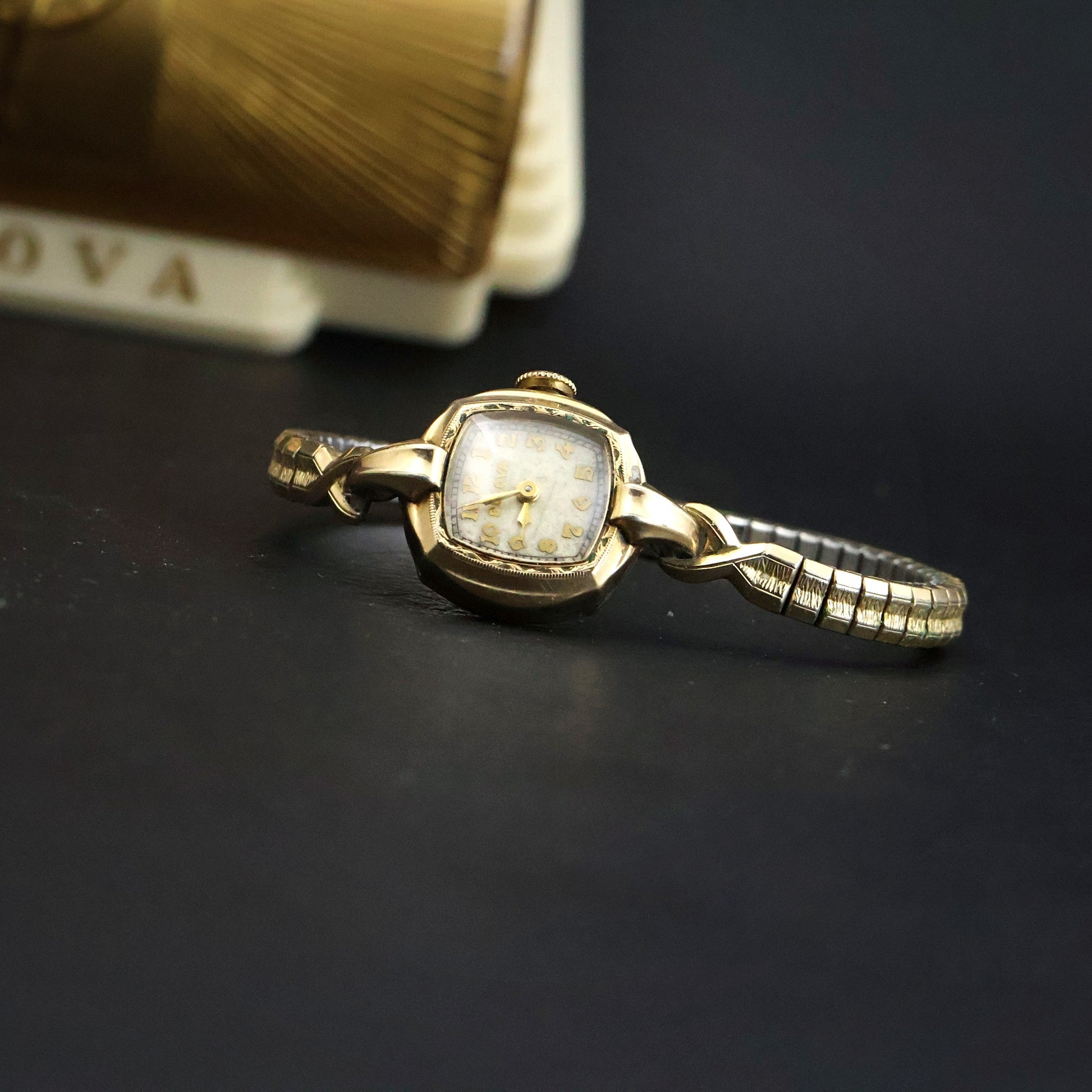 Bulova Ladies Gold Tonneau | Complete Set with Fifth Avenue Box and Papers