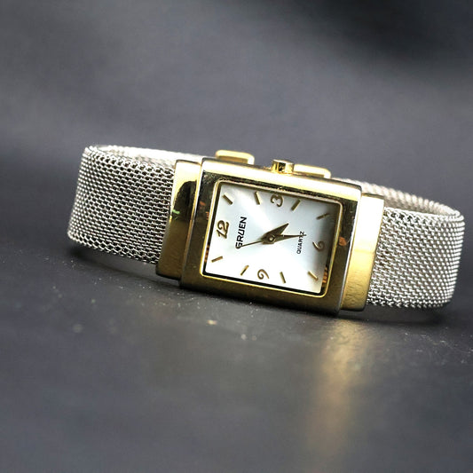 Gruen Ladies Dress Watch | Rectangular Two-Tone | Silver Mesh