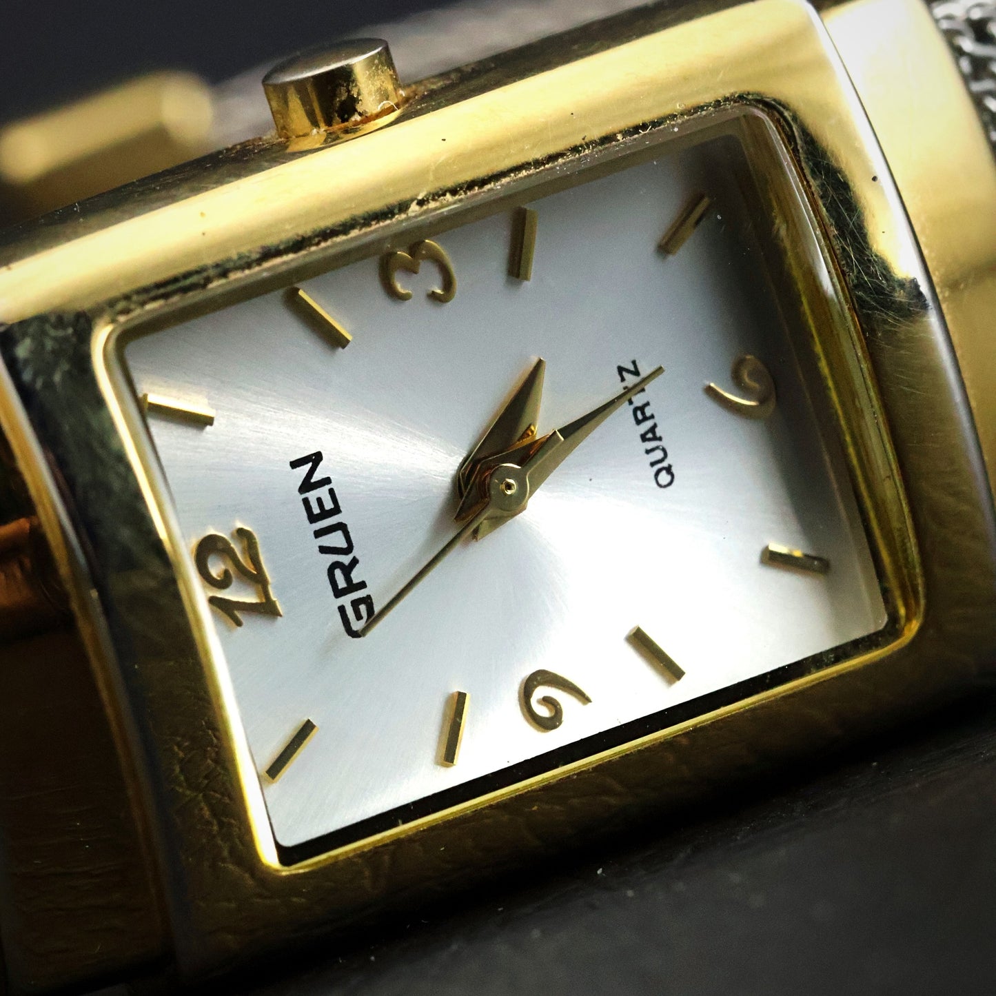 Gruen Ladies Dress Watch | Rectangular Two-Tone | Silver Mesh