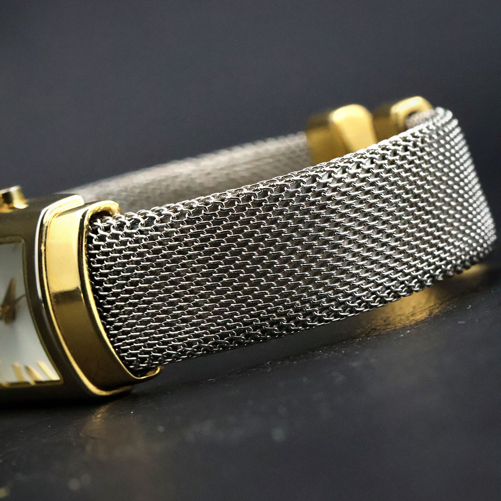 Gruen Ladies Dress Watch | Rectangular Two-Tone | Silver Mesh