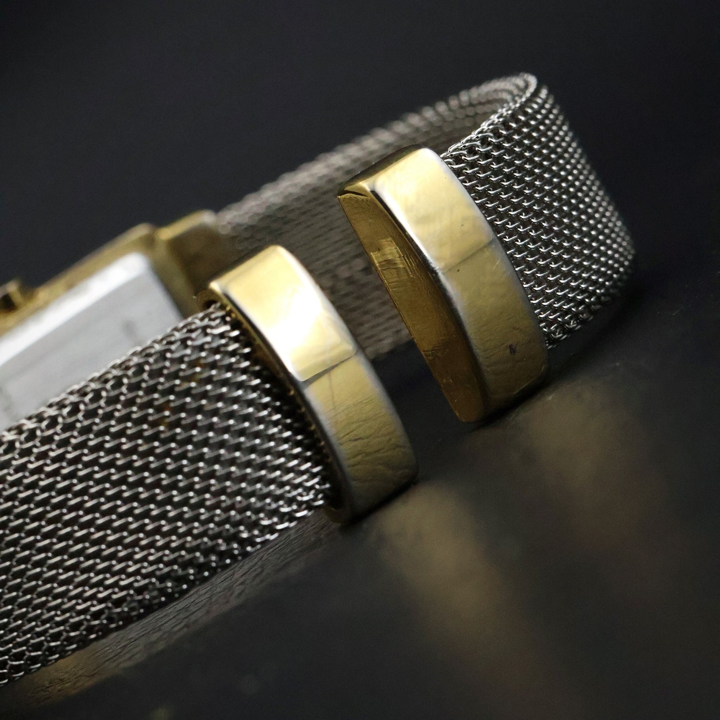 Gruen Ladies Dress Watch | Rectangular Two-Tone | Silver Mesh