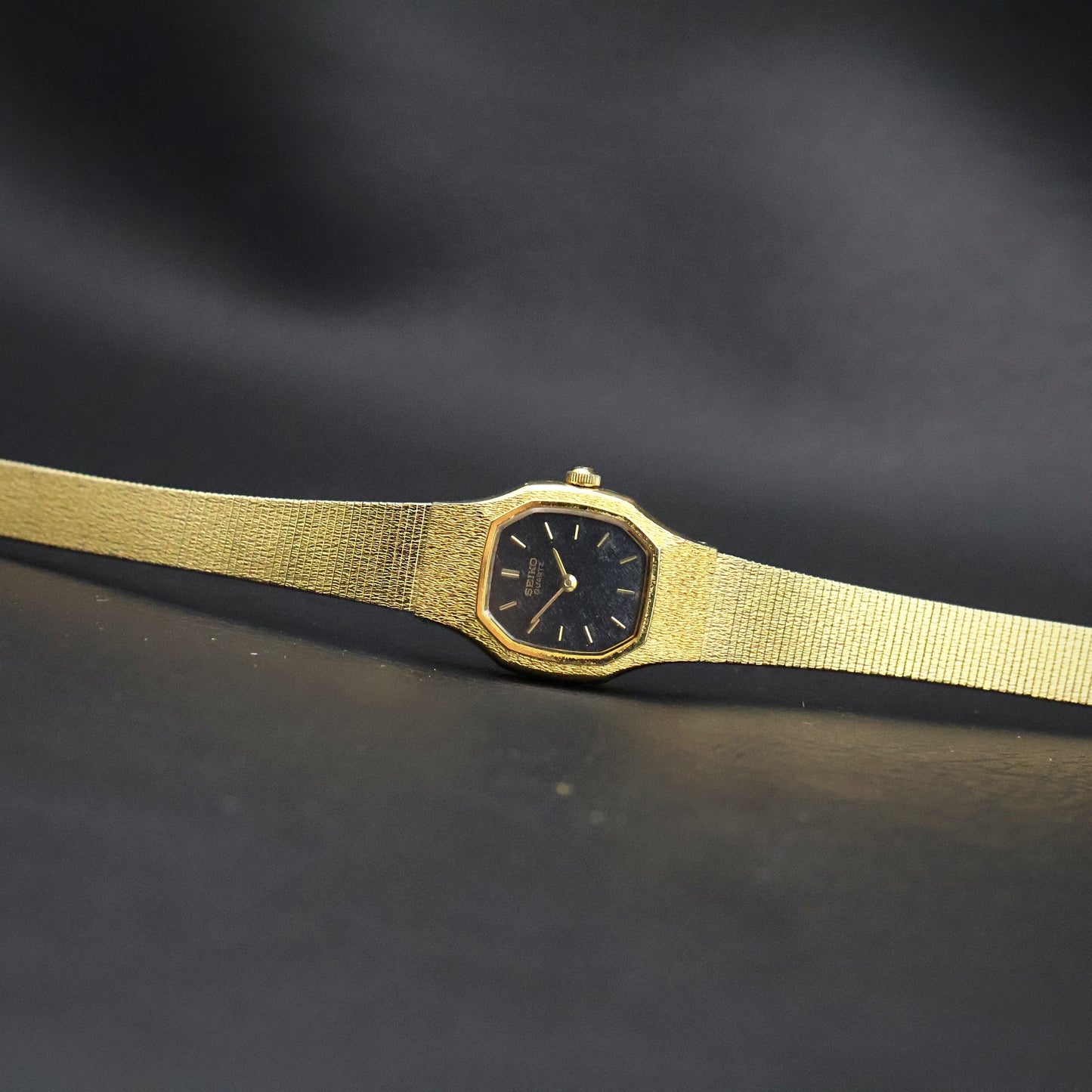 Seiko Ladies Octagonal Dress Watch | Black Dial | Gold Mesh