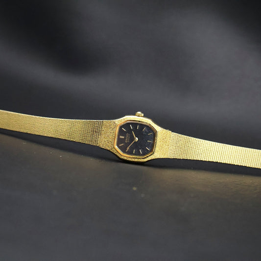 Seiko Ladies Octagonal Dress Watch | Black Dial | Gold Mesh