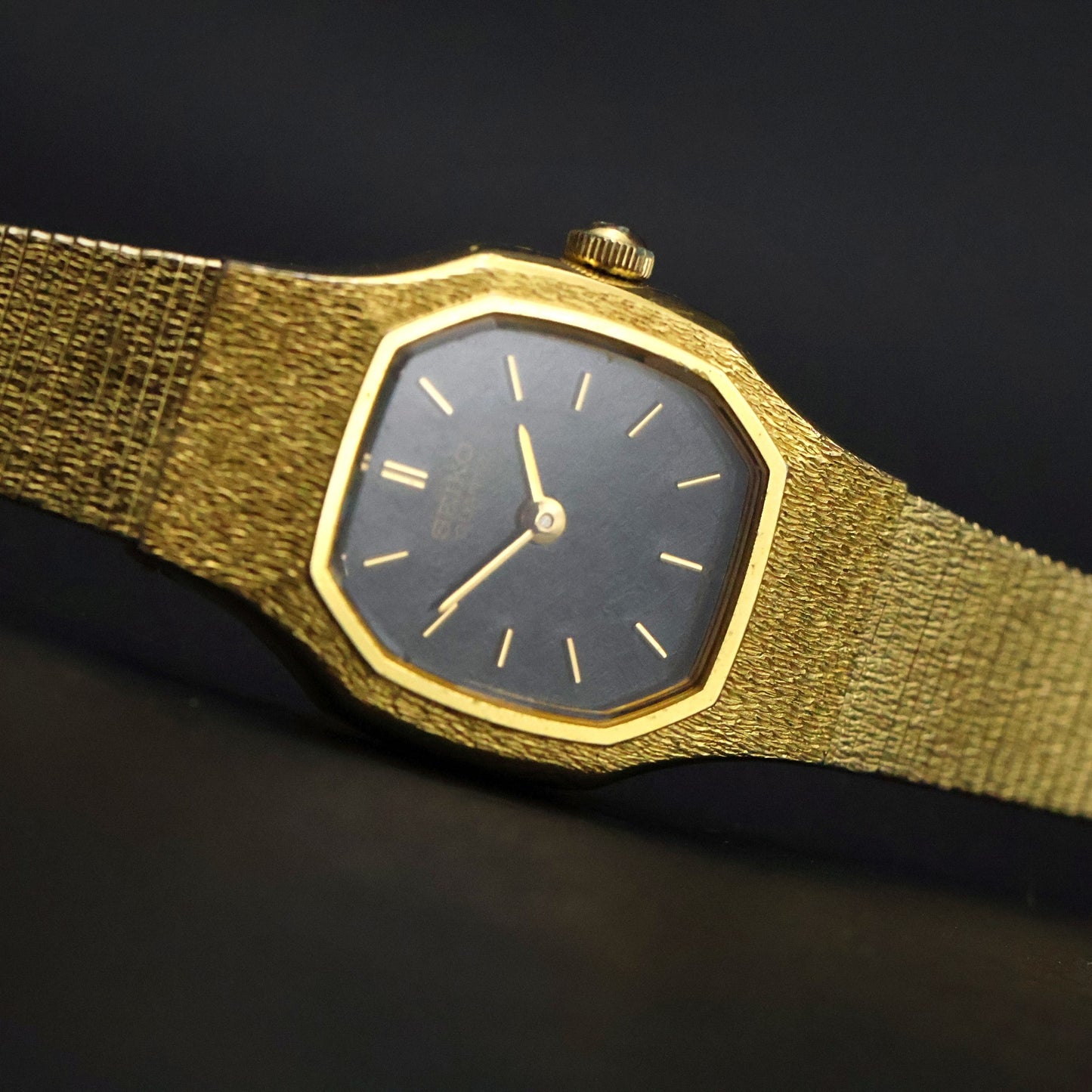 Seiko Ladies Octagonal Dress Watch | Black Dial | Gold Mesh