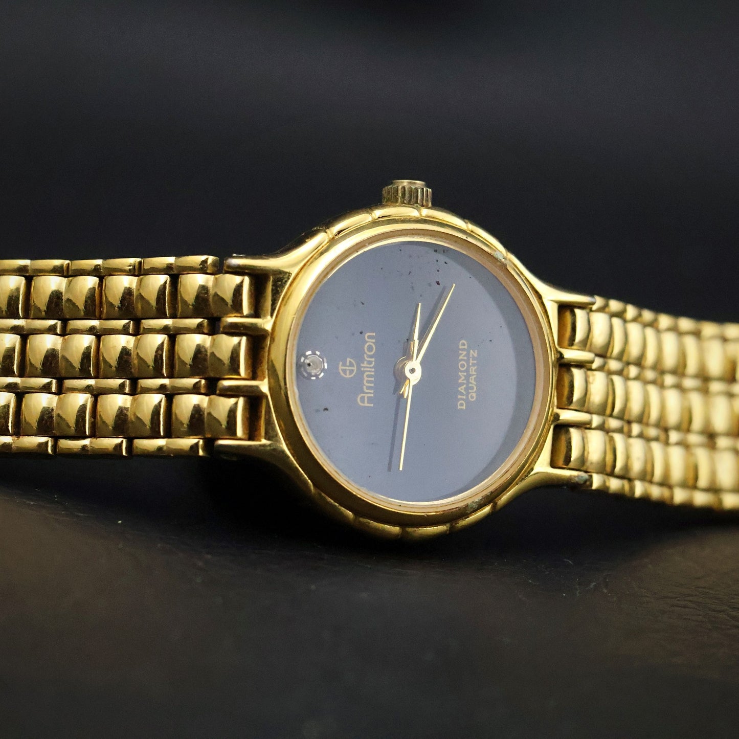 Armitron Diamond Quartz | Gold Tone | Black Dial