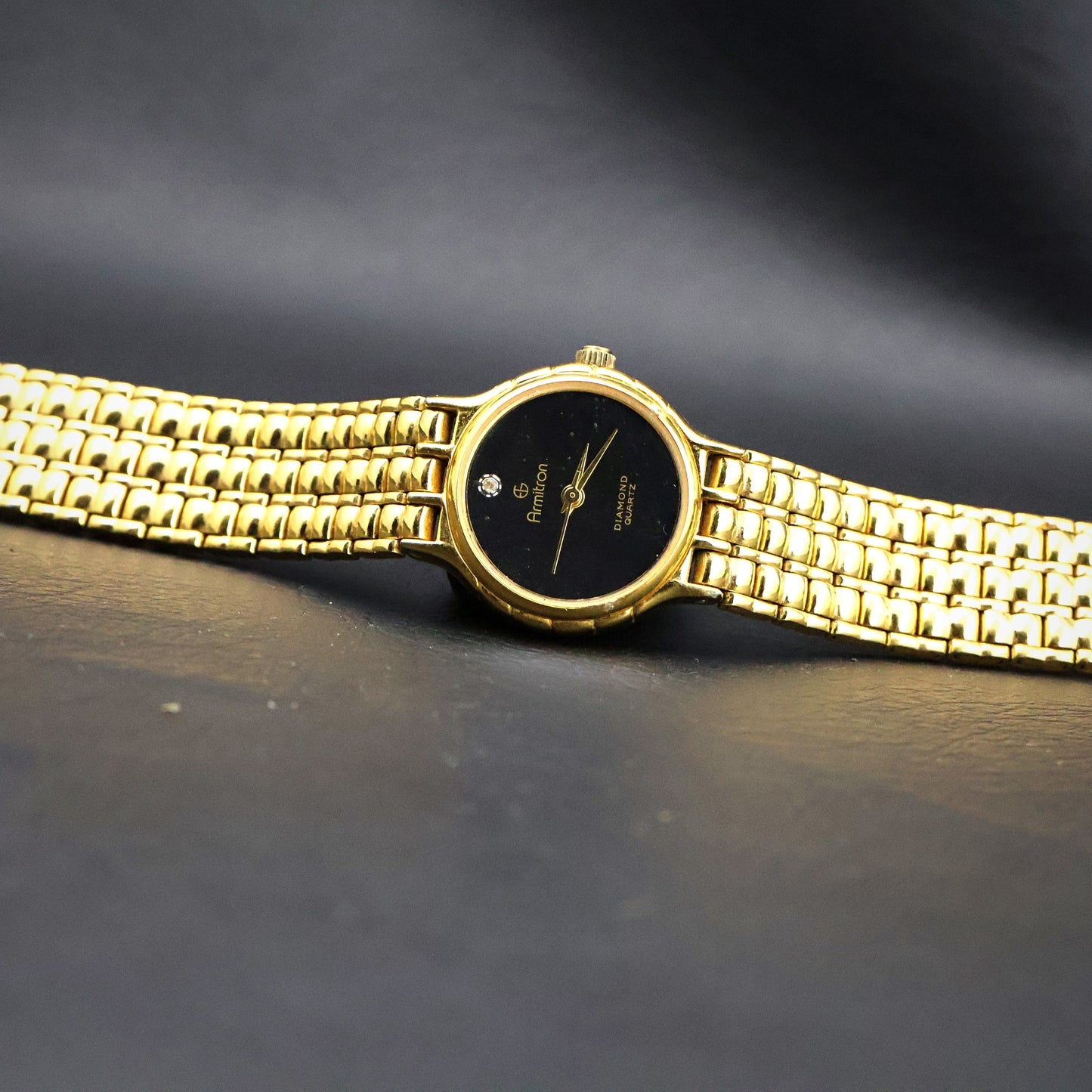 Armitron Diamond Quartz | Gold Tone | Black Dial