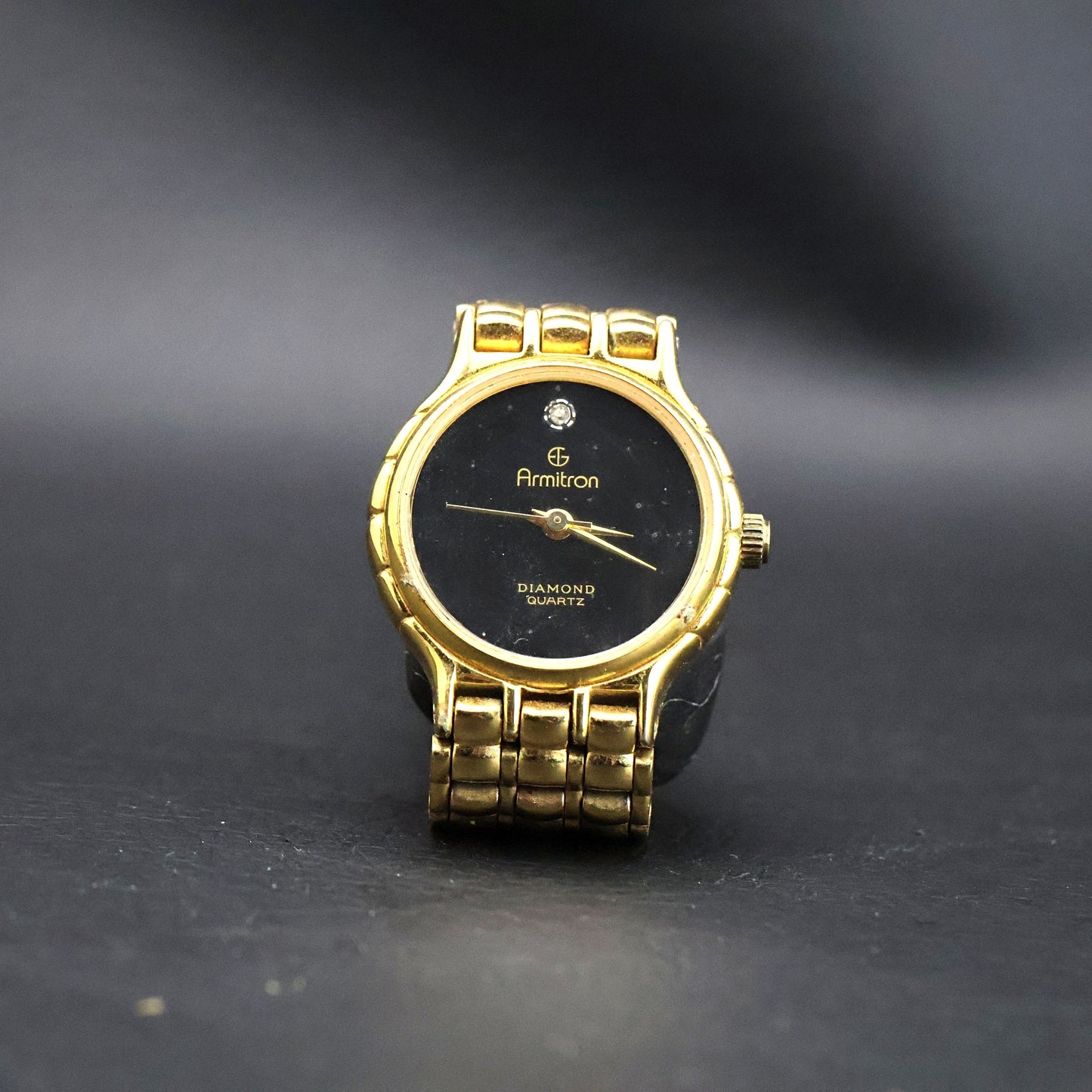 Armitron Diamond Quartz | Gold Tone | Black Dial