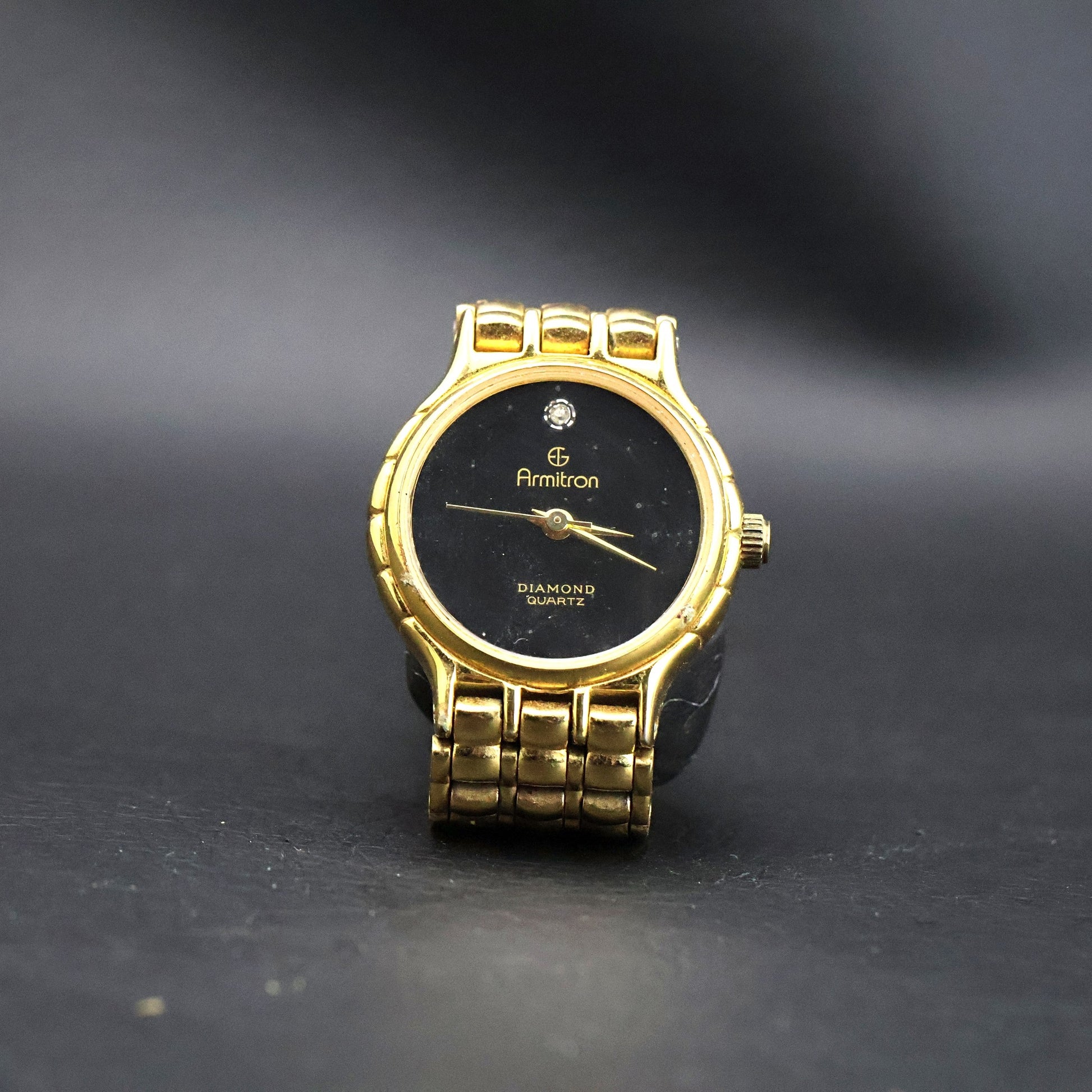 Armitron Diamond Quartz | Gold Tone | Black Dial