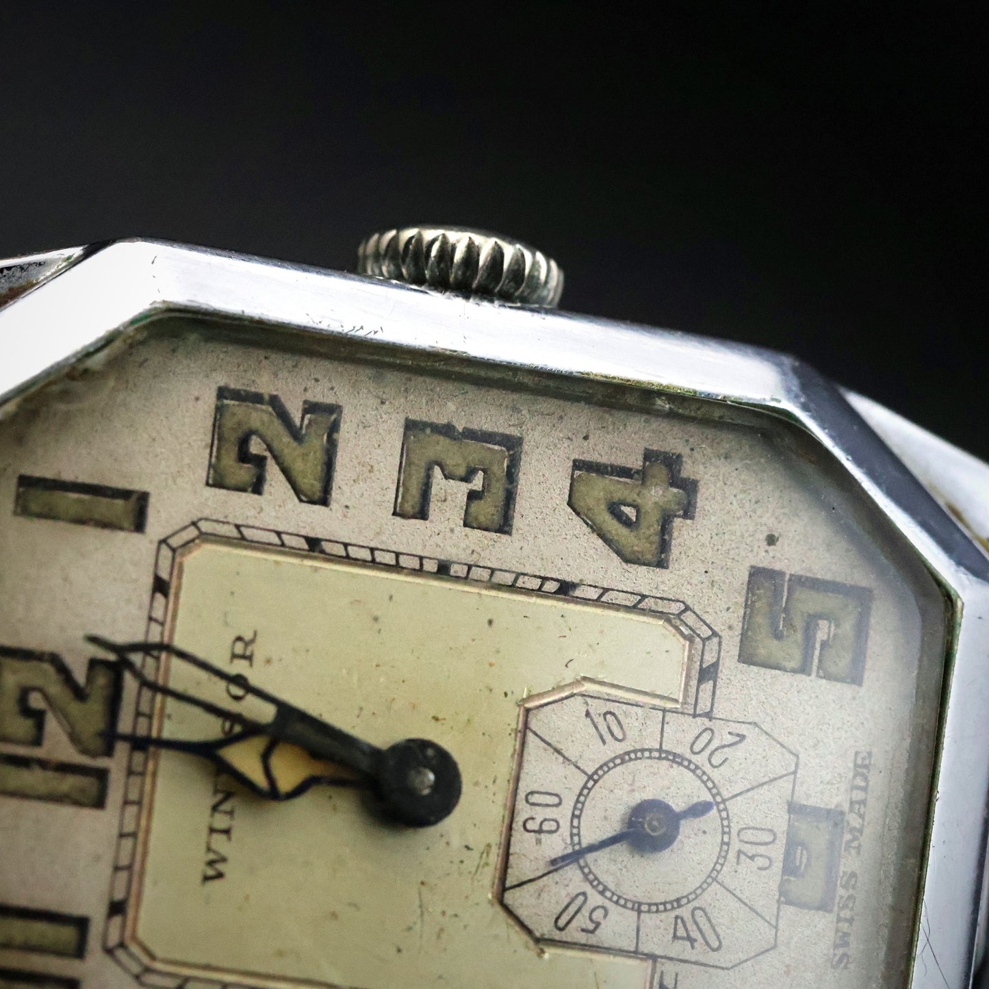 Windsor Art Deco Octagonal Dress Watch | Silver Tone | Sub-Seconds