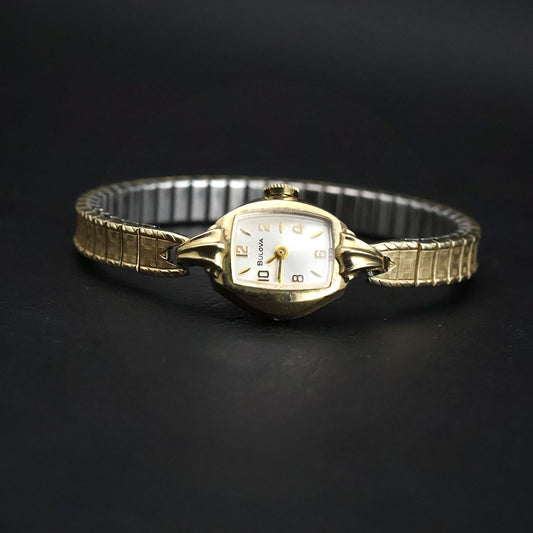 Bulova Ladies Vintage Tonneau | Cream Dial | Gold Expansion