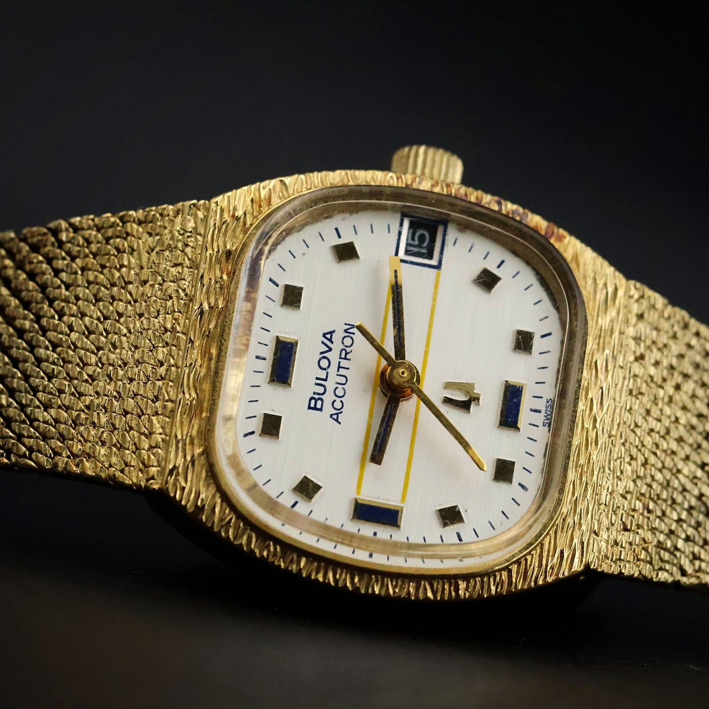 Bulova Accuquartz | Gold Tonneau | White Dial with Date