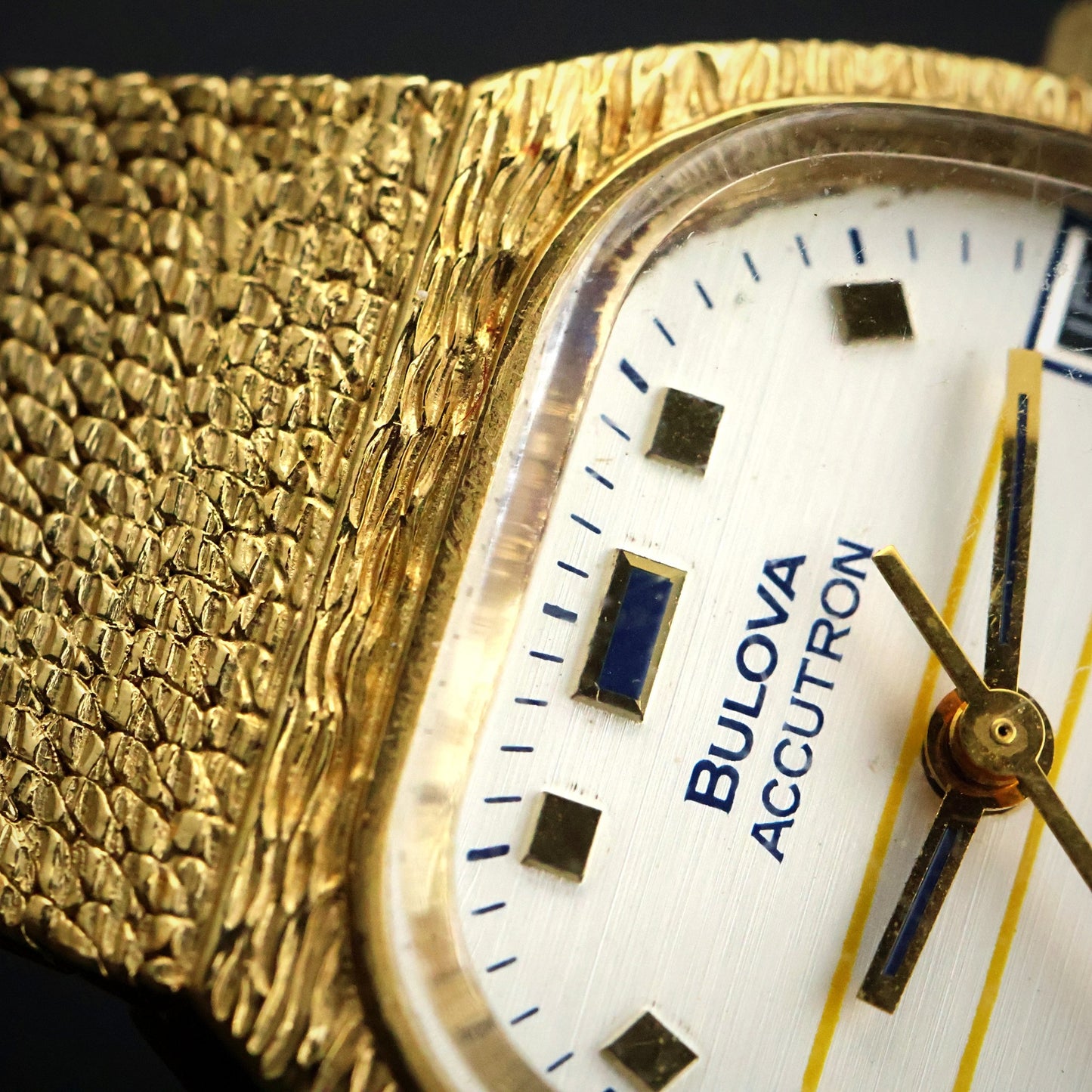 Bulova Accuquartz | Gold Tonneau | White Dial with Date