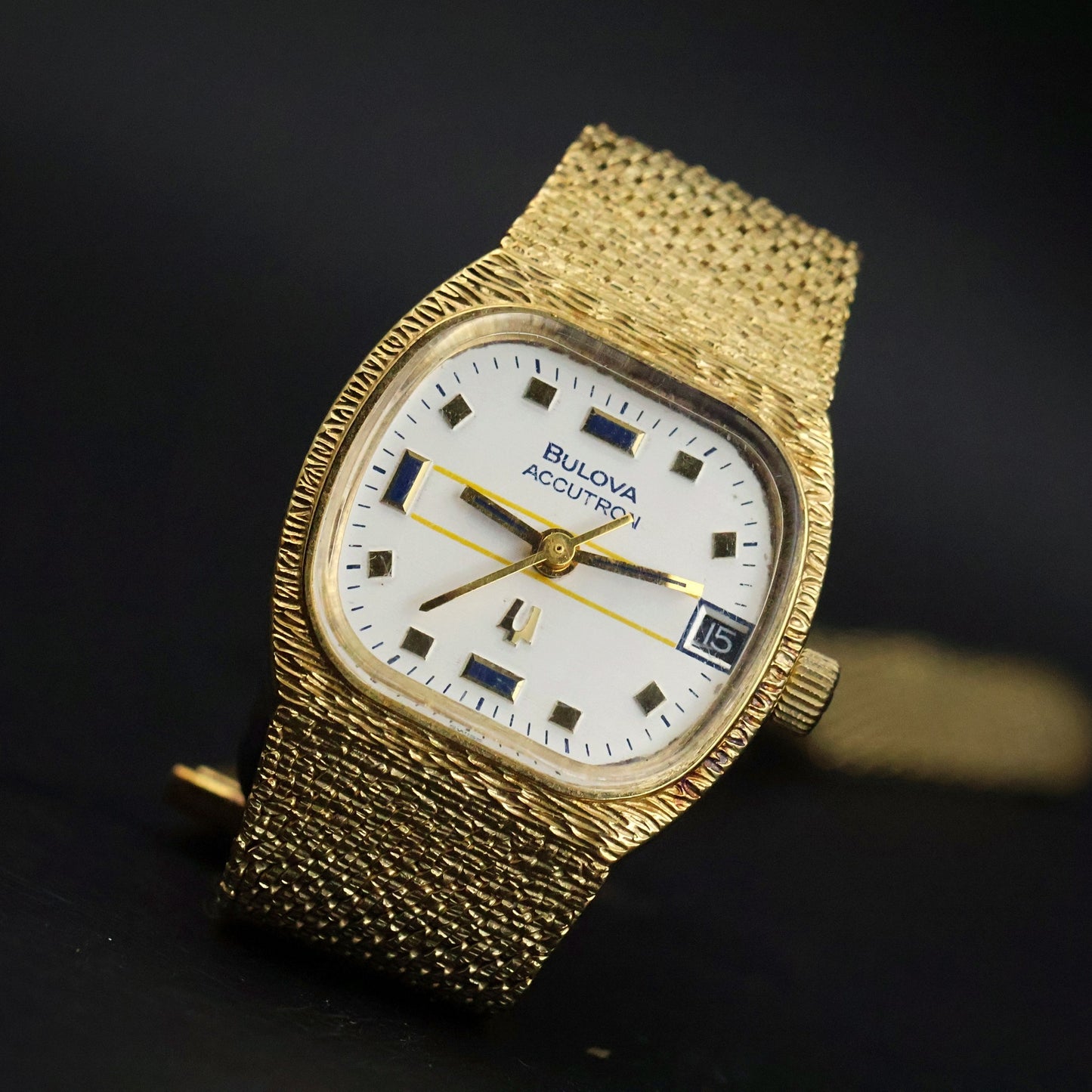 Bulova Accuquartz | Gold Tonneau | White Dial with Date