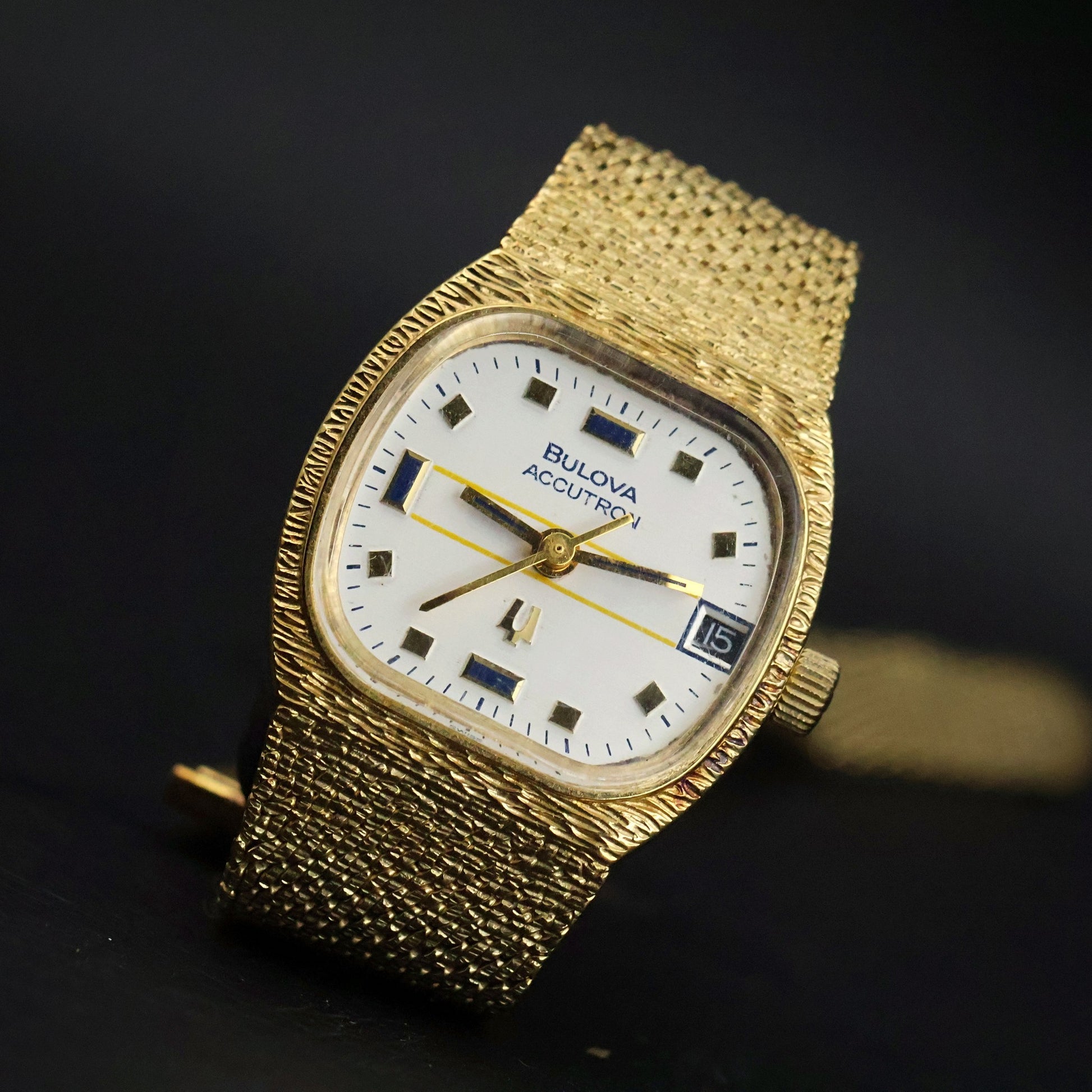 Bulova Accuquartz | Gold Tonneau | White Dial with Date