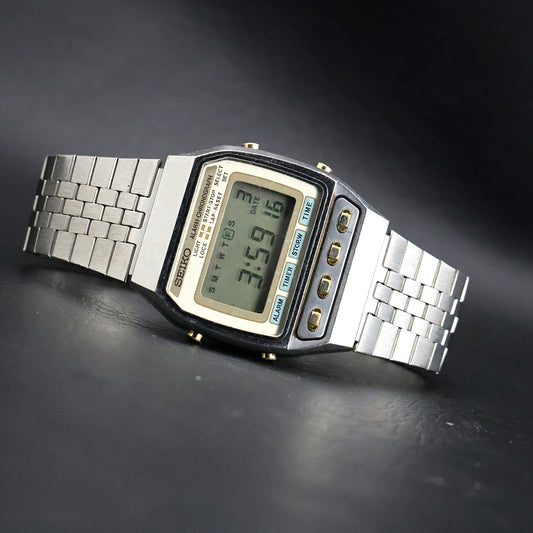 Seiko Digital LCD Alarm Chronograph | Steel Cushion