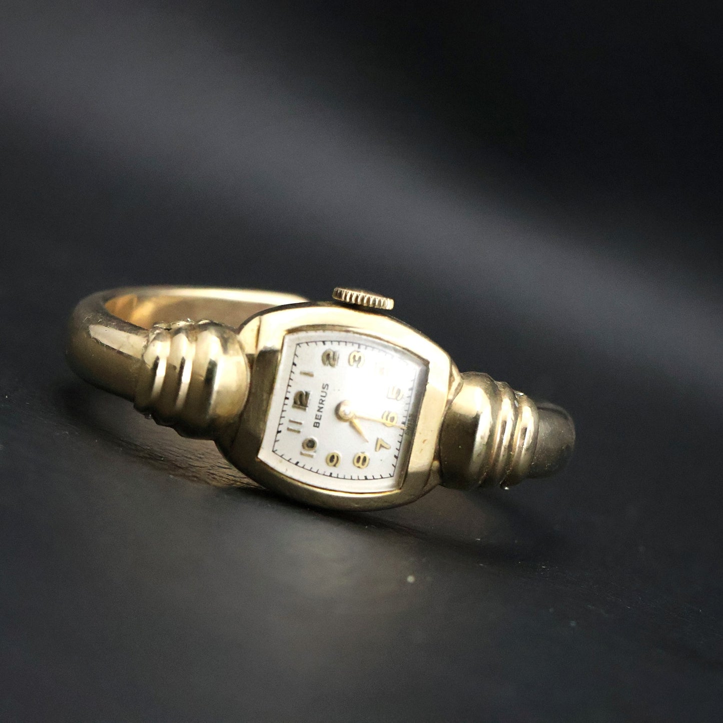 Benrus Ladies Tonneau Cuff Watch | Gold Tone