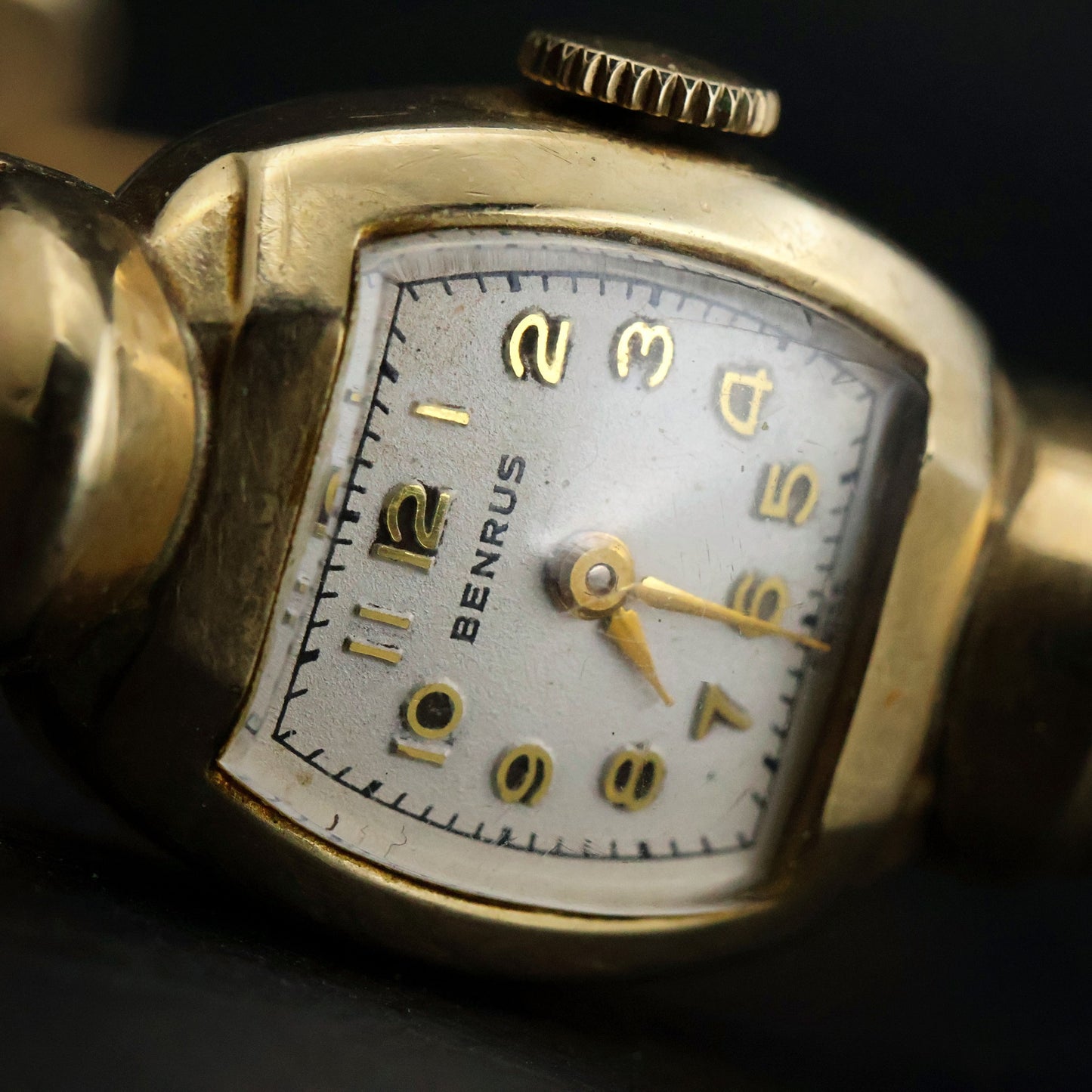 Benrus Ladies Tonneau Cuff Watch | Gold Tone