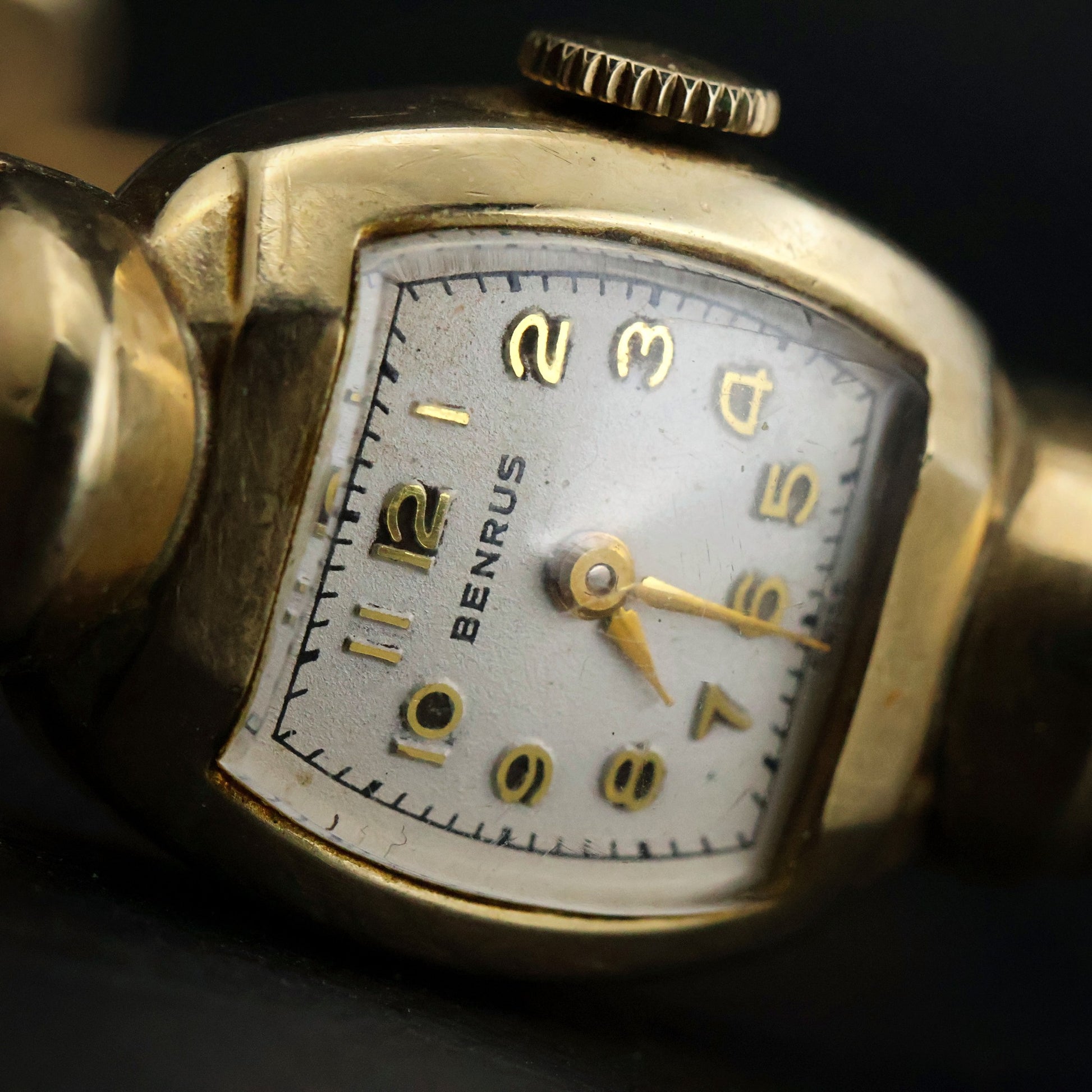 Benrus Ladies Tonneau Cuff Watch | Gold Tone
