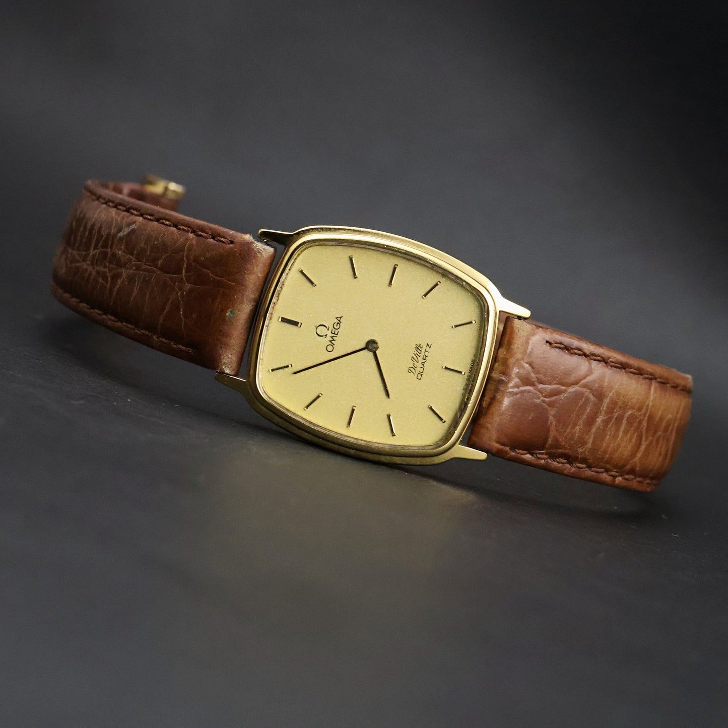 Omega De Ville Quartz | Gold Plated Tonneau | Gold Dial
