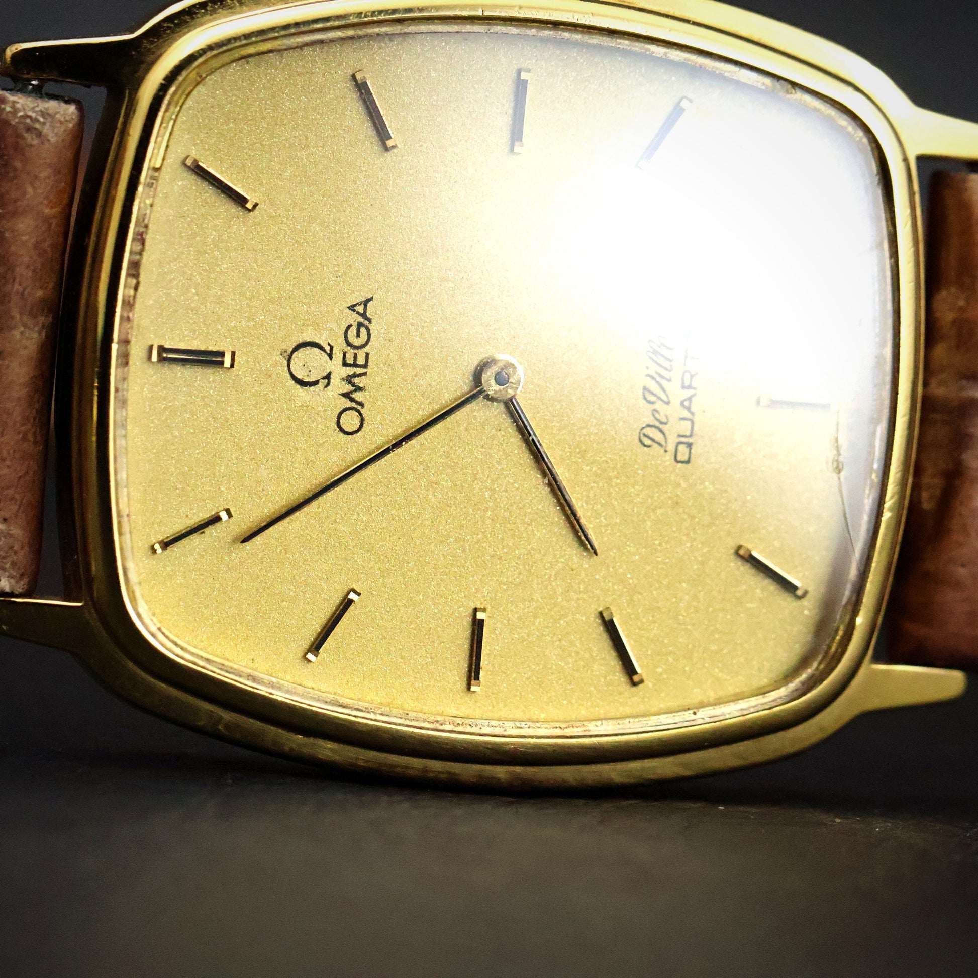 Omega De Ville Quartz | Gold Plated Tonneau | Gold Dial
