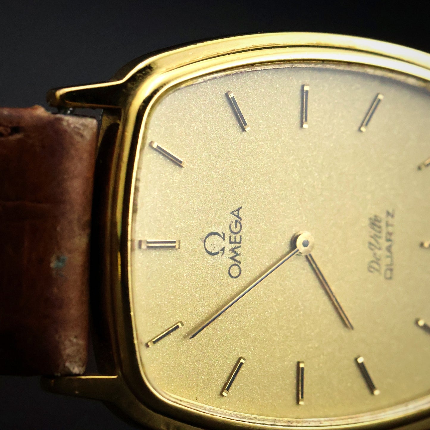 Omega De Ville Quartz | Gold Plated Tonneau | Gold Dial