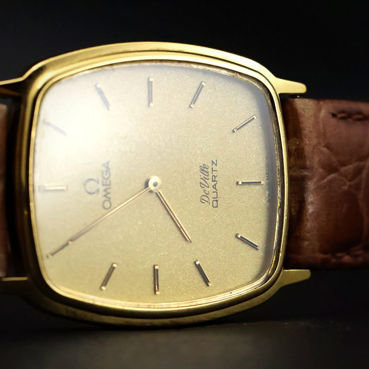Omega De Ville Quartz | Gold Plated Tonneau | Gold Dial