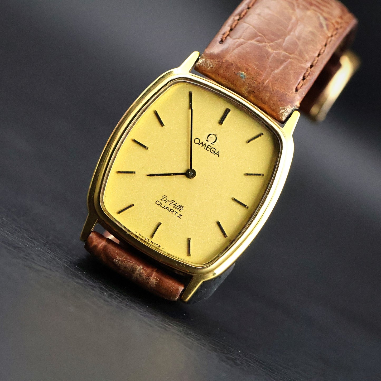 Omega De Ville Quartz | Gold Plated Tonneau | Gold Dial