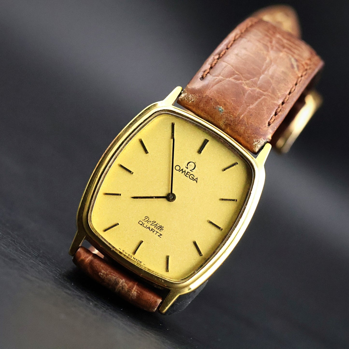 Omega De Ville Quartz | Gold Plated Tonneau | Gold Dial