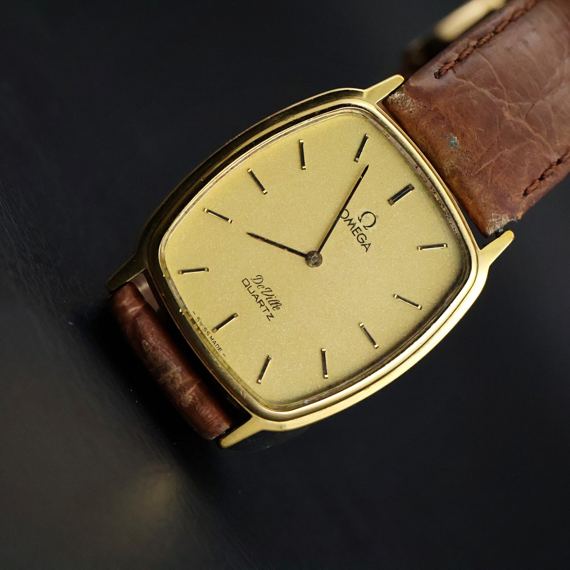 Omega De Ville Quartz | Gold Plated Tonneau | Gold Dial