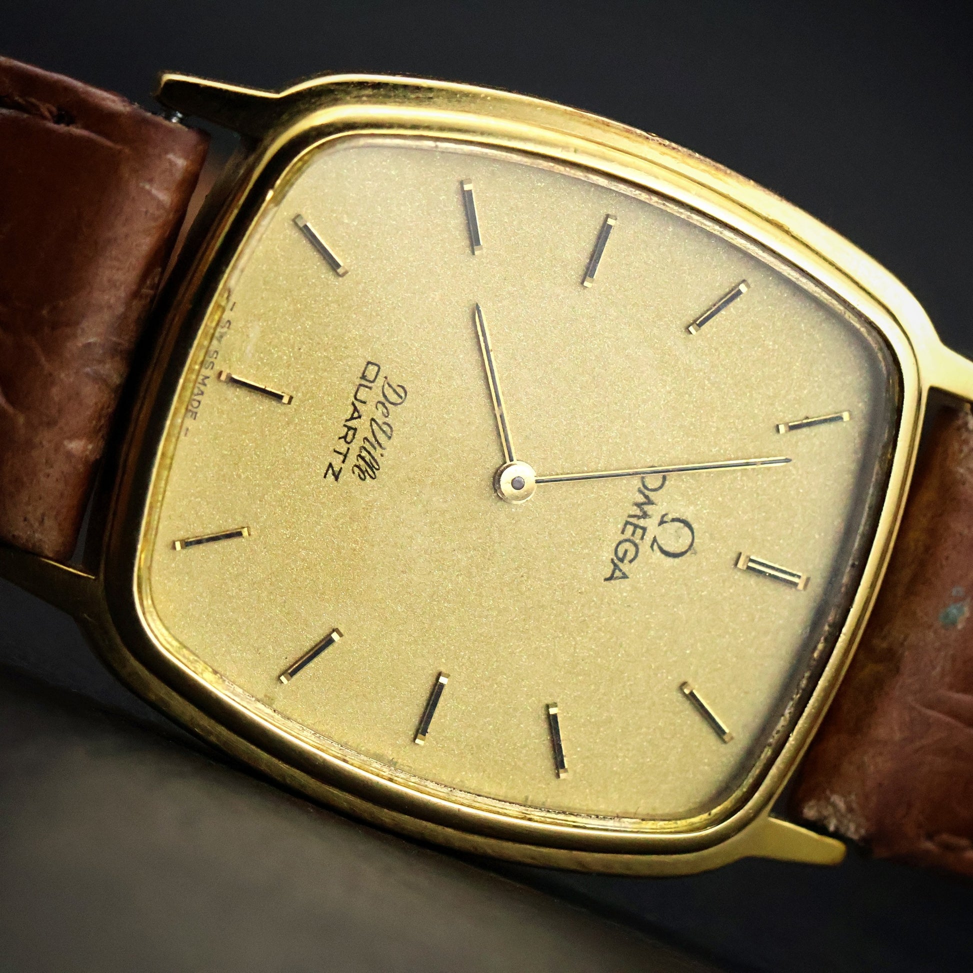 Omega De Ville Quartz | Gold Plated Tonneau | Gold Dial