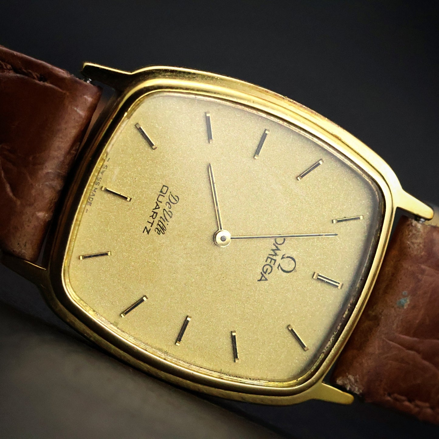 Omega De Ville Quartz | Gold Plated Tonneau | Gold Dial