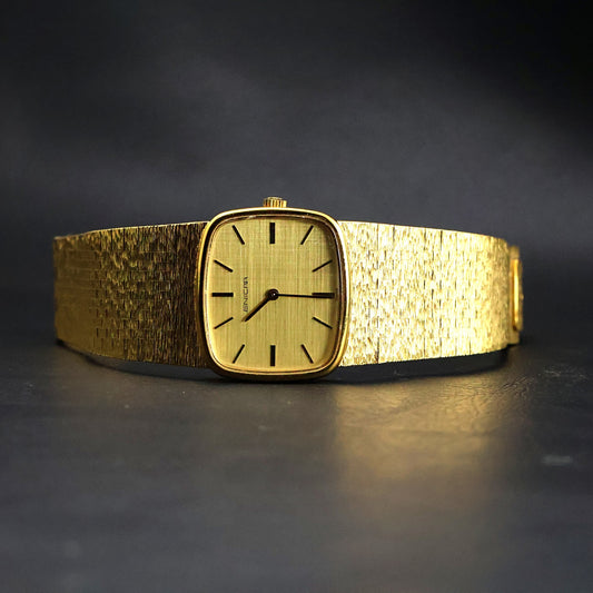 Enicar Gold Cushion Dress Watch | Integrated Mesh