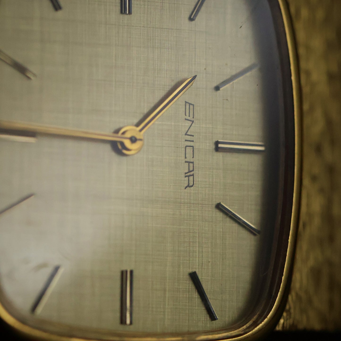 Enicar Gold Cushion Dress Watch | Integrated Mesh