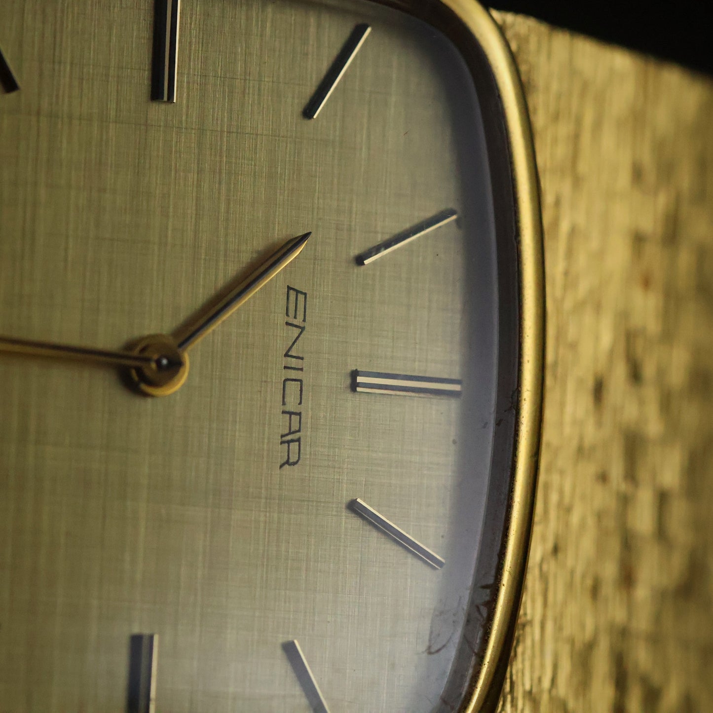 Enicar Gold Cushion Dress Watch | Integrated Mesh