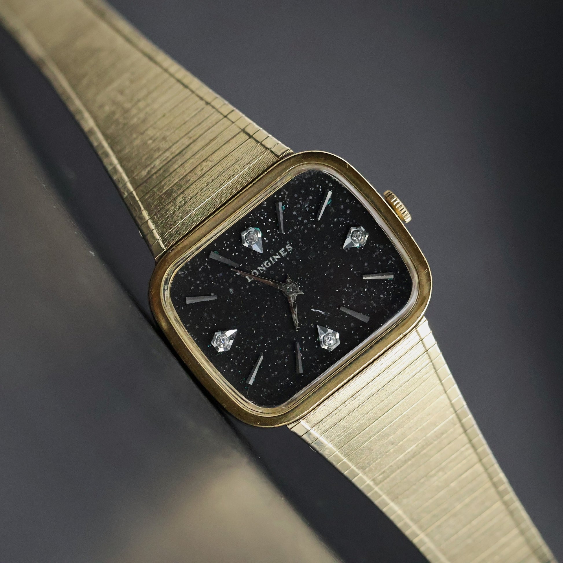 Longines Aventurine Dial | Diamond Markers | Gold Tonneau