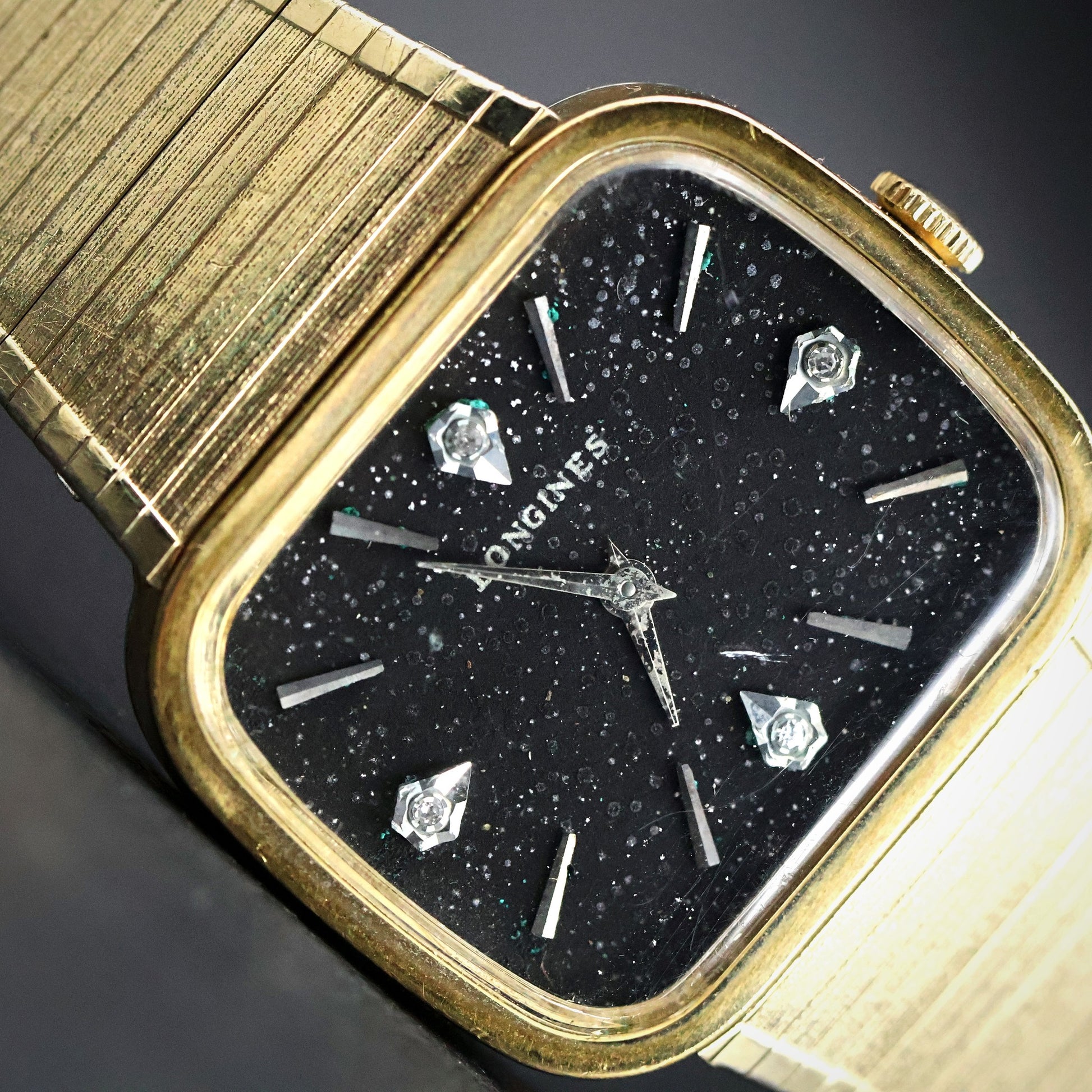 Longines Aventurine Dial | Diamond Markers | Gold Tonneau