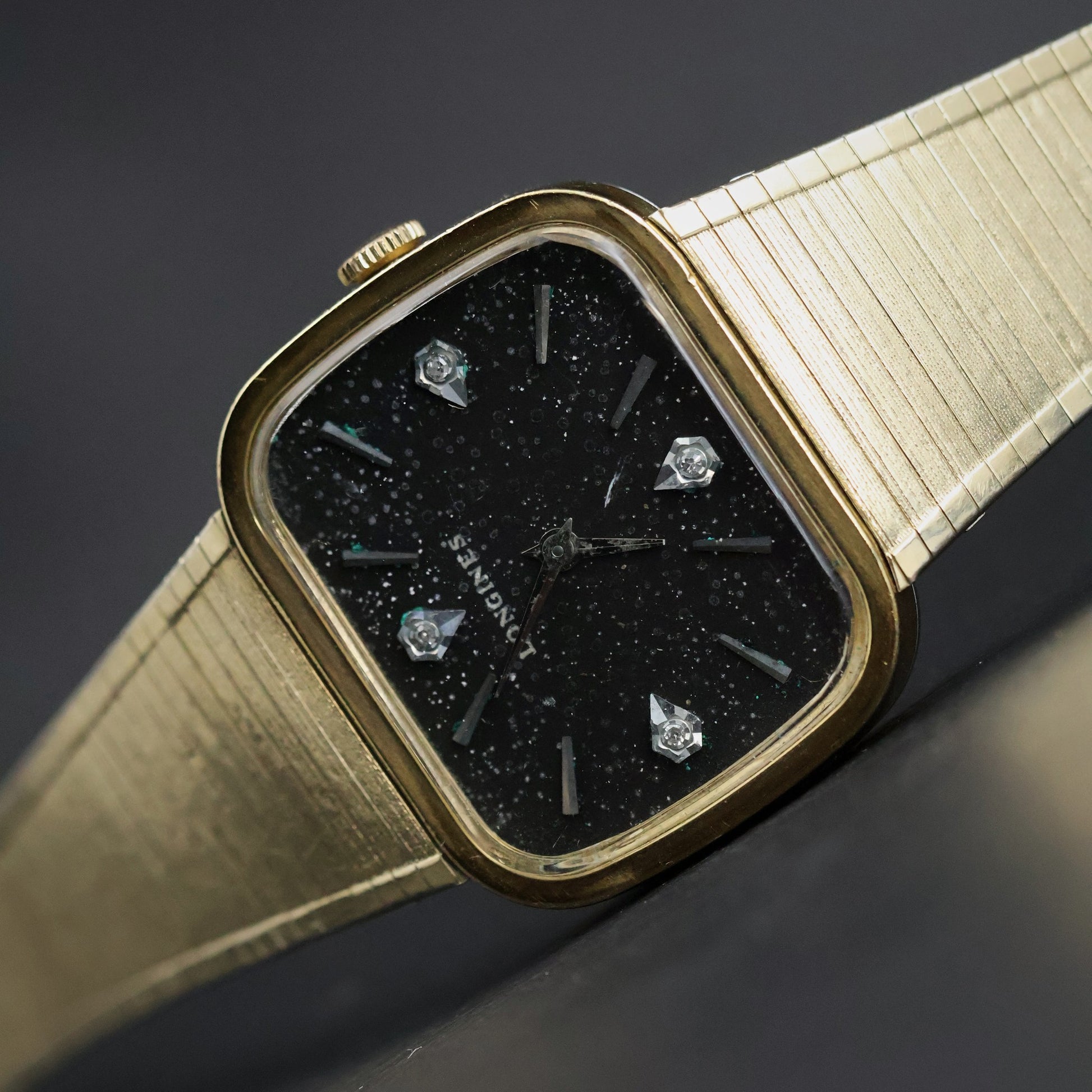 Longines Aventurine Dial | Diamond Markers | Gold Tonneau