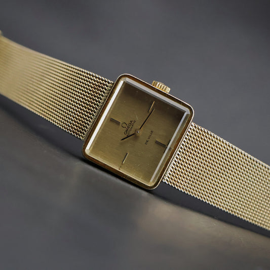 Omega De Ville | Gold Plated Square | Integrated Gold Mesh