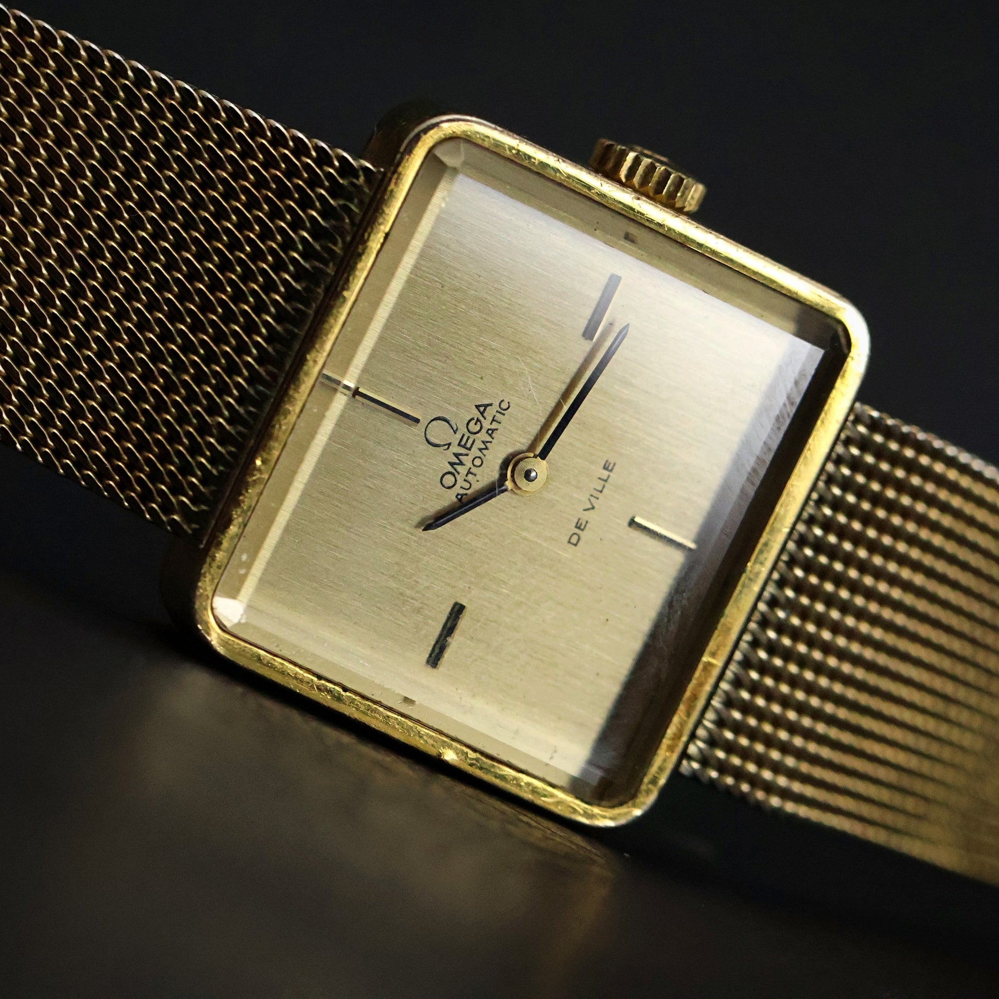 Omega De Ville | Gold Plated Square | Integrated Gold Mesh