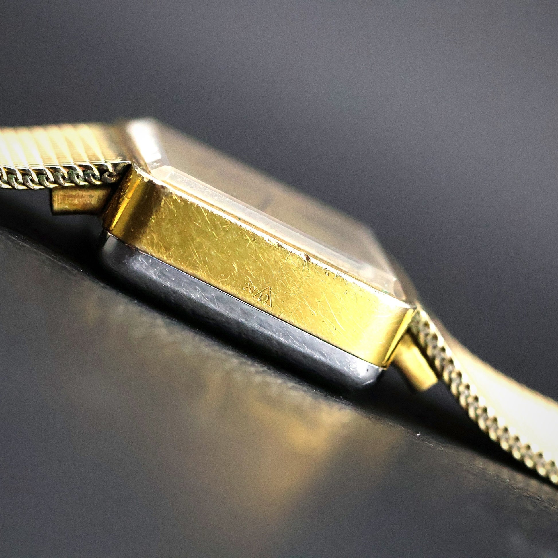 Omega De Ville | Gold Plated Square | Integrated Gold Mesh