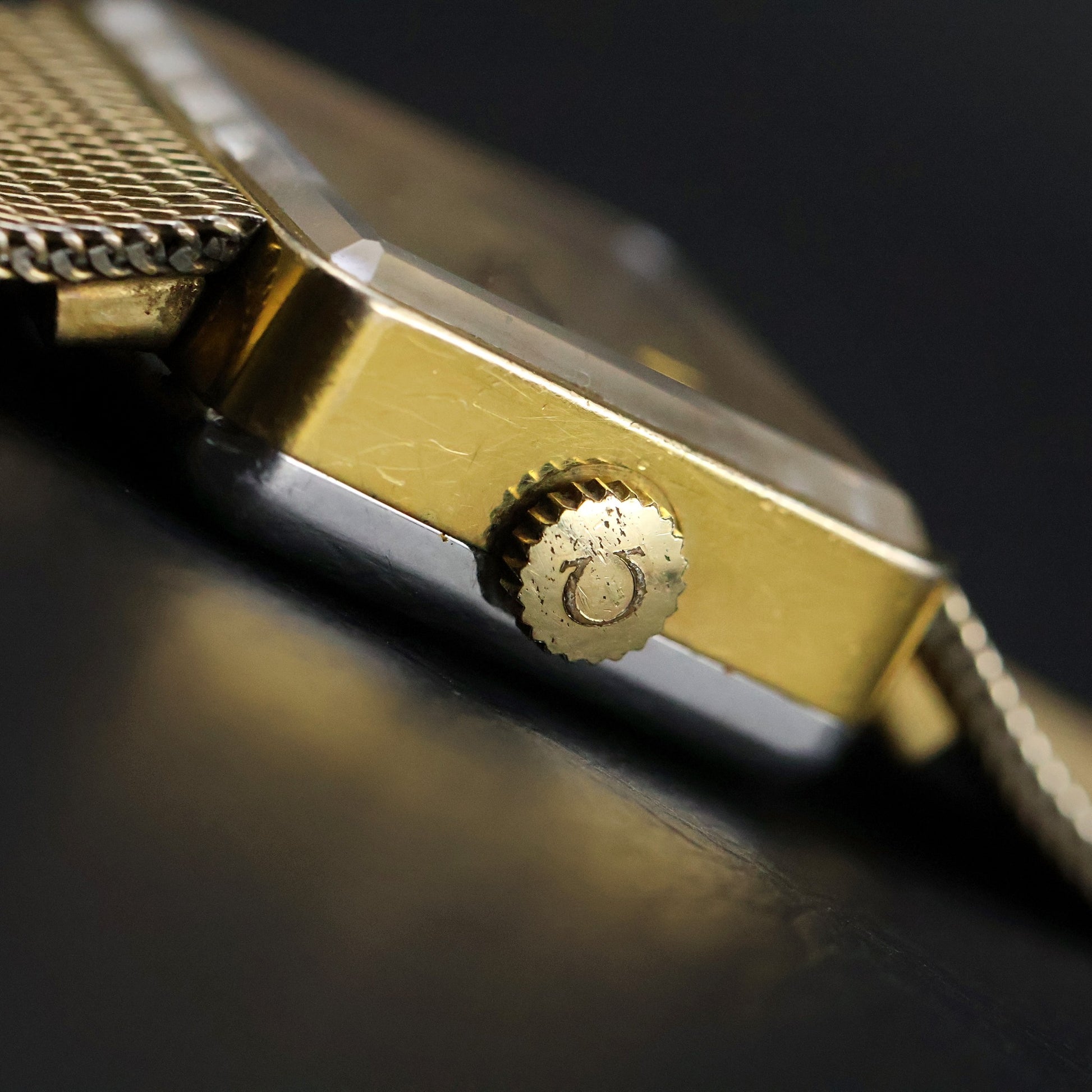 Omega De Ville | Gold Plated Square | Integrated Gold Mesh