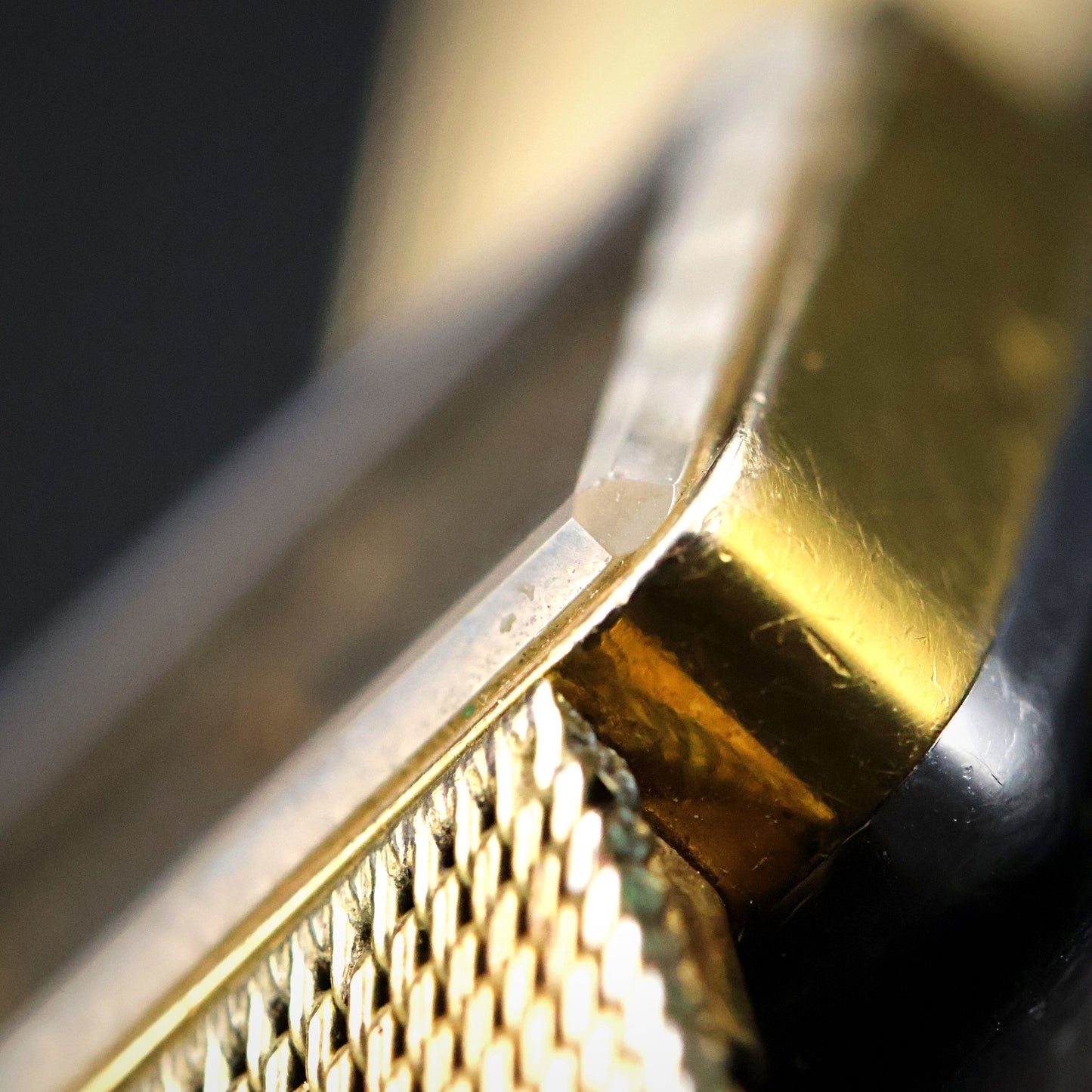 Omega De Ville | Gold Plated Square | Integrated Gold Mesh