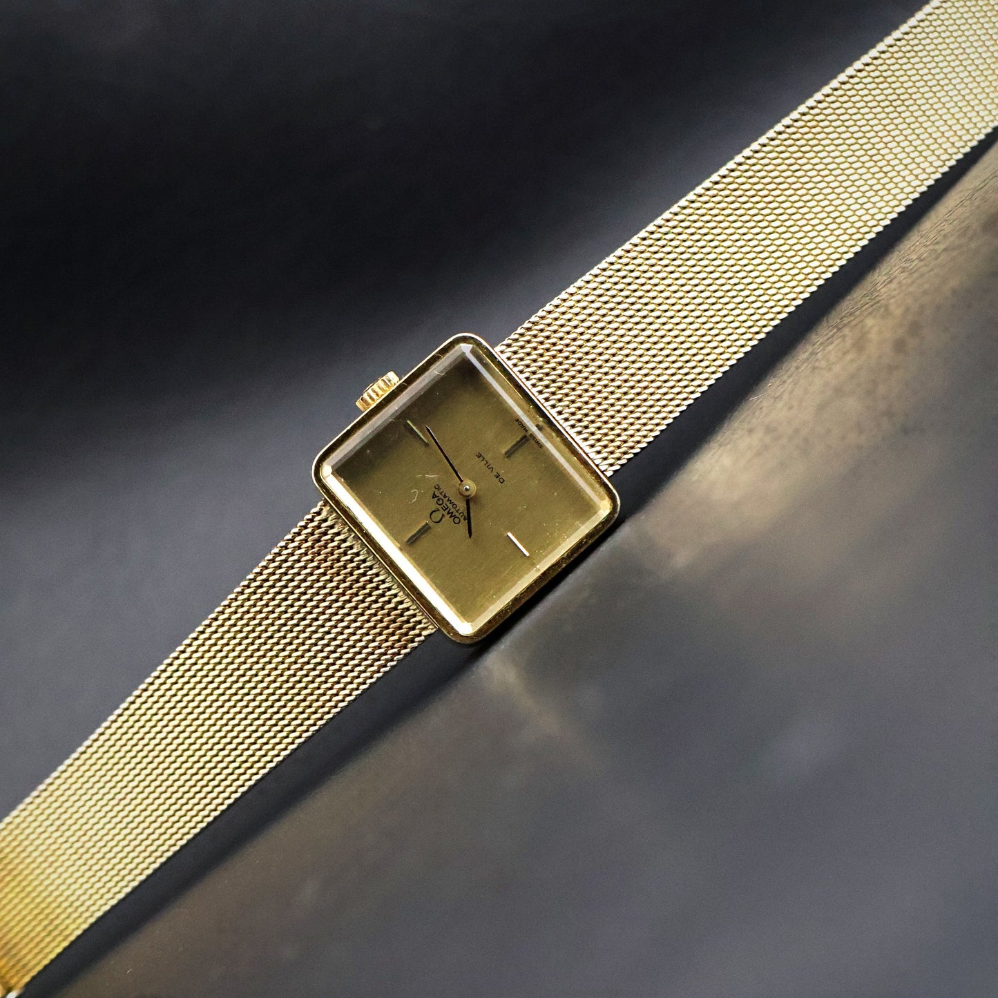 Omega De Ville | Gold Plated Square | Integrated Gold Mesh