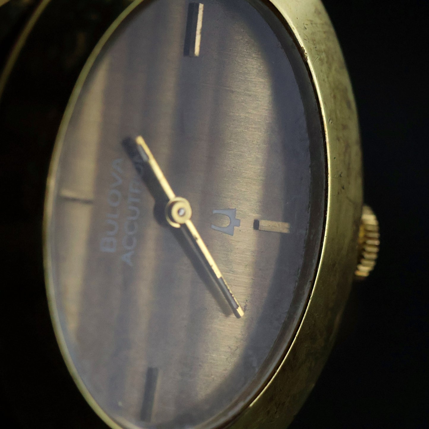Bulova Accutron | Gold Cuff Bangle | Tigers Eye Style Dial