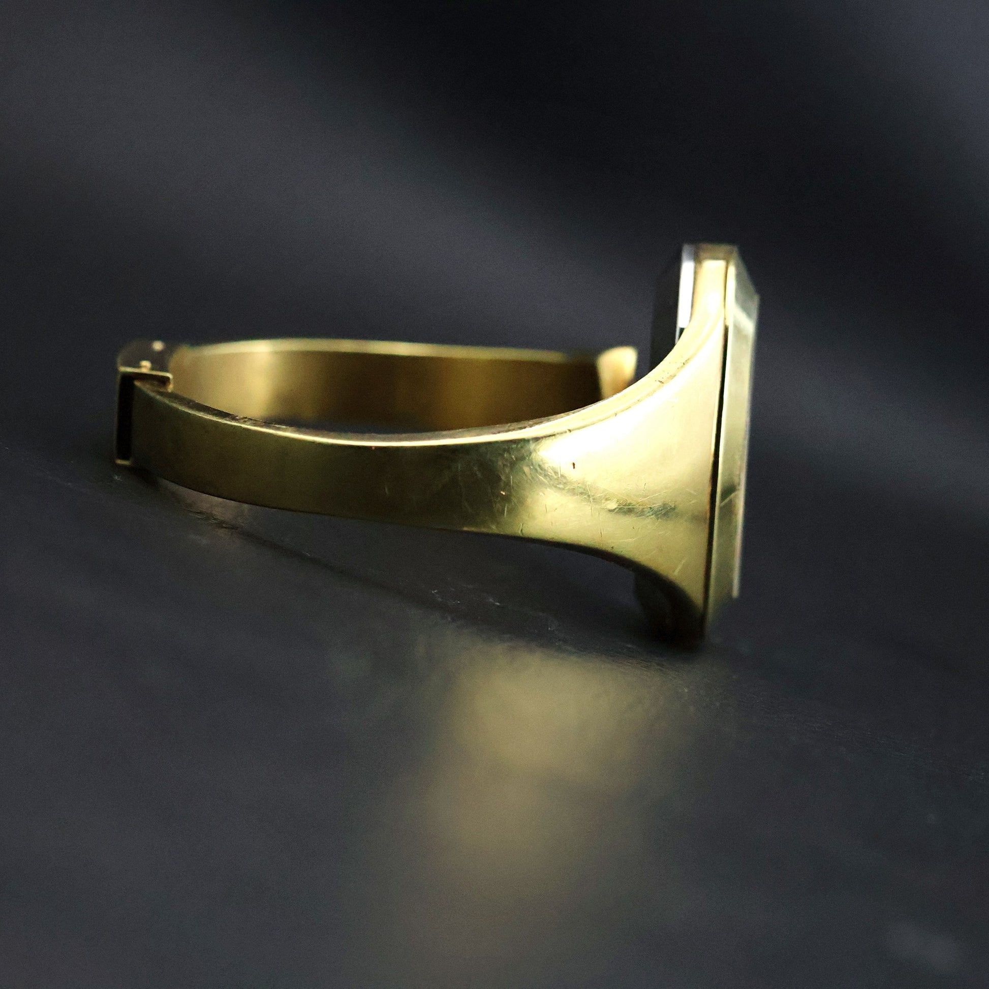 Bulova Accutron | Gold Cuff Bangle | Tigers Eye Style Dial