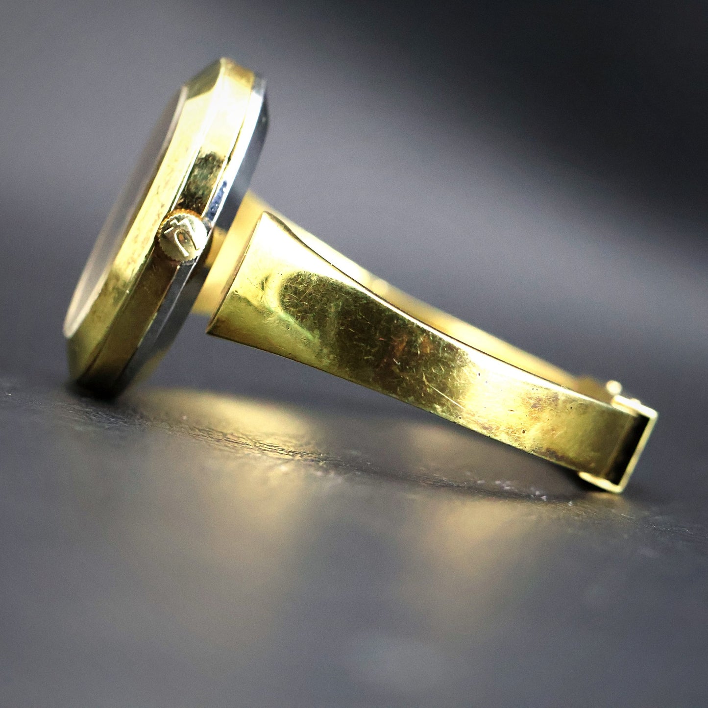 Bulova Accutron | Gold Cuff Bangle | Tigers Eye Style Dial