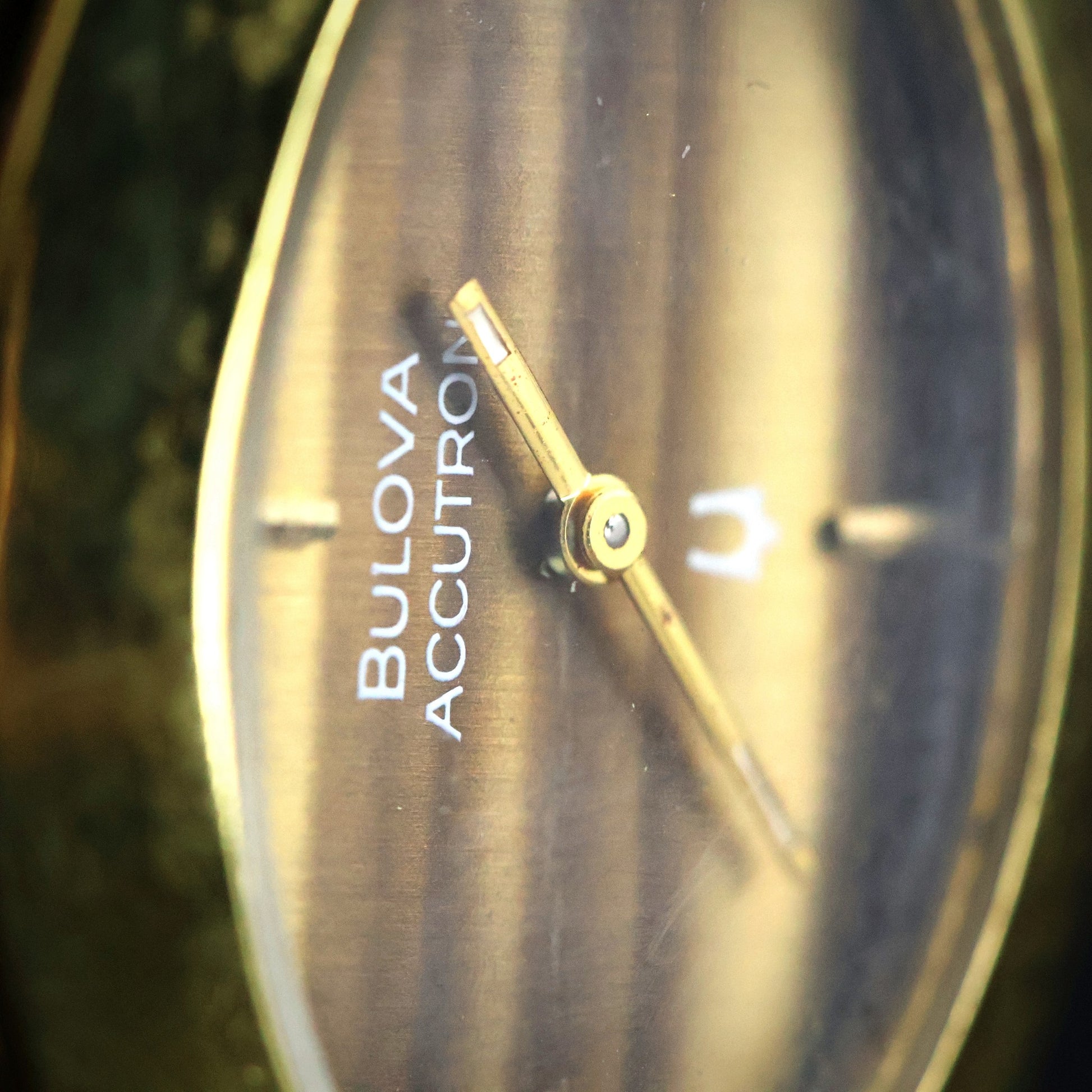 Bulova Accutron | Gold Cuff Bangle | Tigers Eye Style Dial